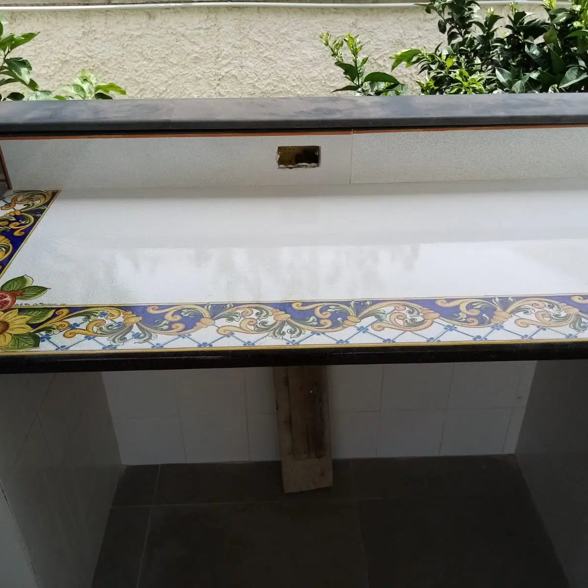 Top per Cucina Pietra Lavica Decoro Floreale - TOP PIETRA LAVICA