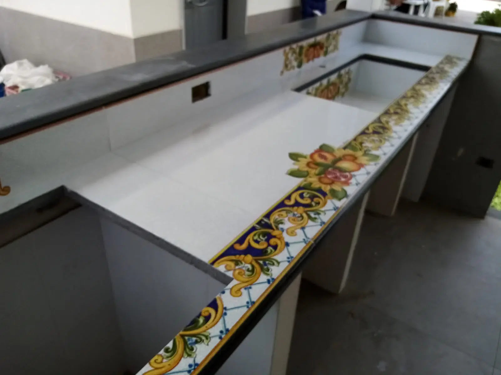 Top per Cucina Pietra Lavica Decoro Floreale - TOP PIETRA LAVICA