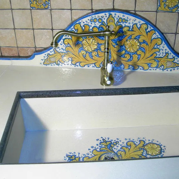 Top per Cucina Pietra Lavica Decoro Foglie d’Acanto - TOP PIETRA LAVICA