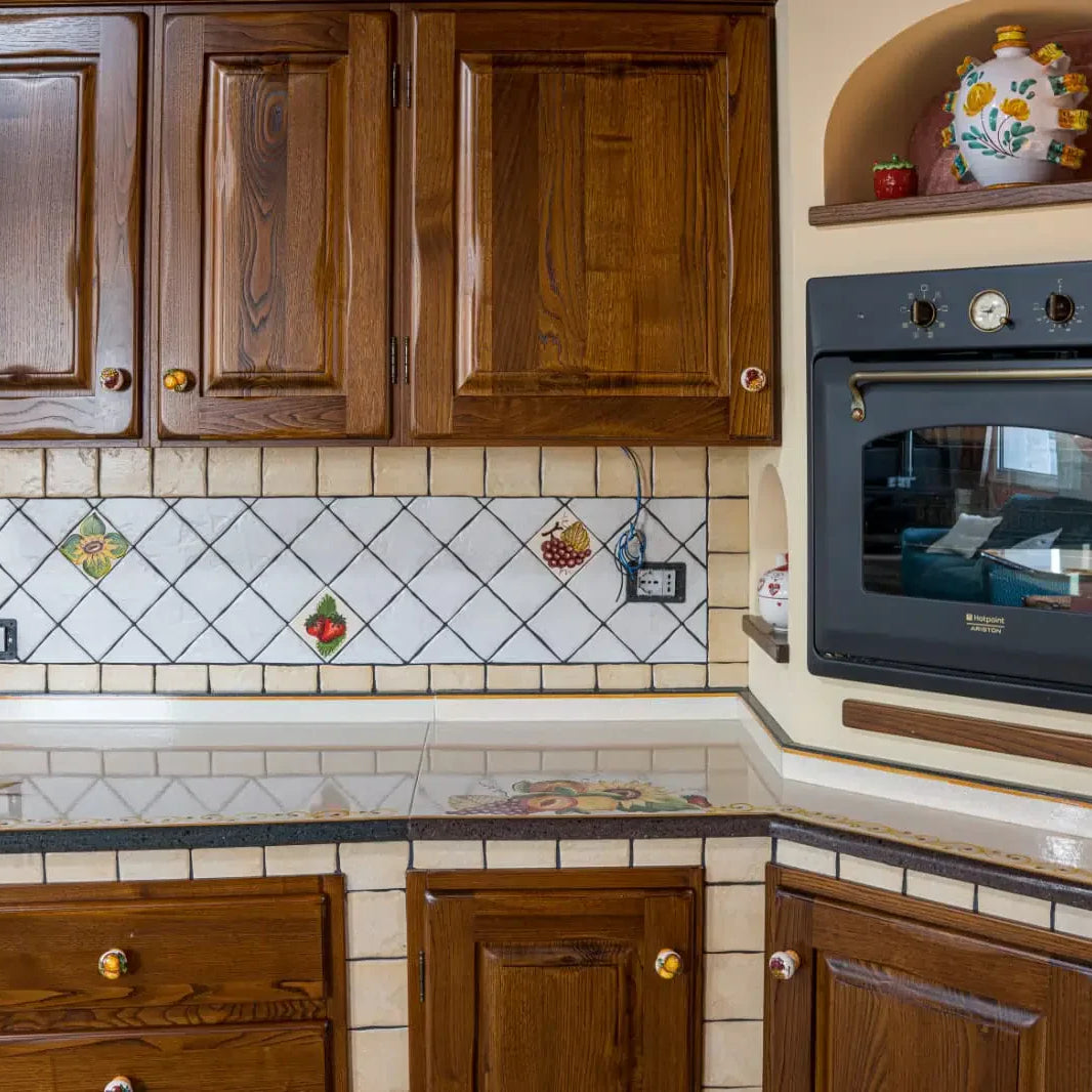 Top per Cucina Pietra Lavica Decoro Treccia Frutta - TOP PIETRA LAVICA