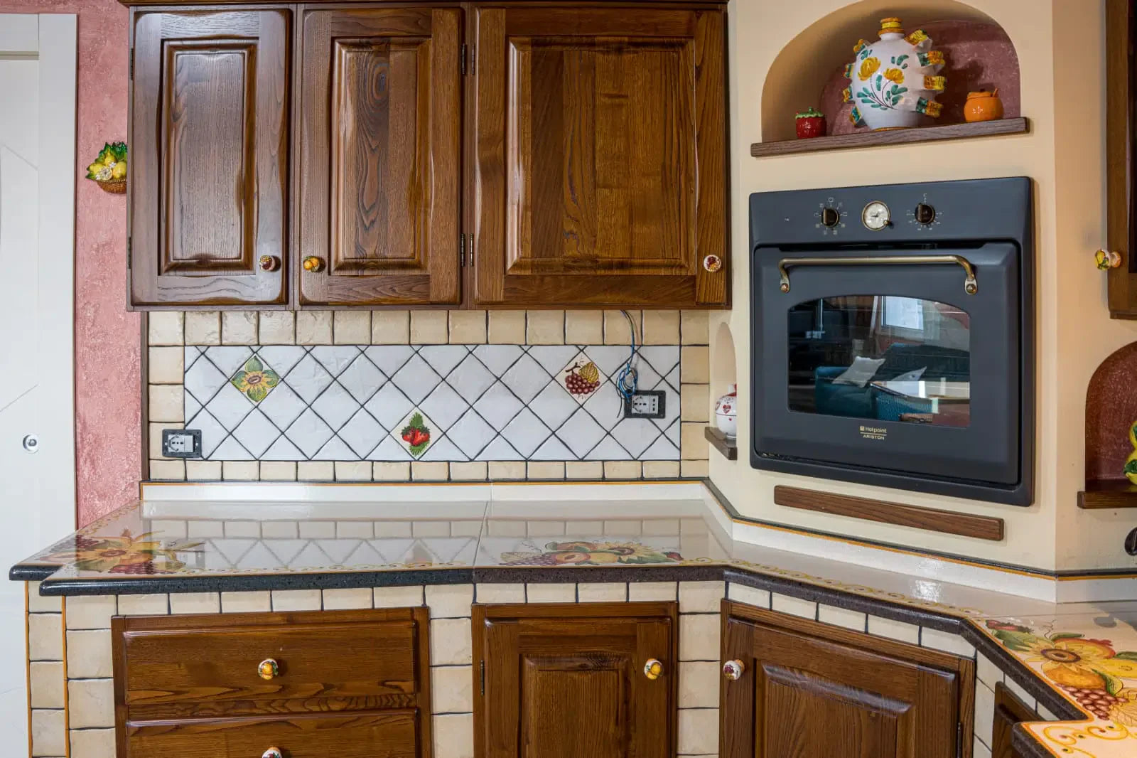 Top per Cucina Pietra Lavica Decoro Treccia Frutta - TOP PIETRA LAVICA