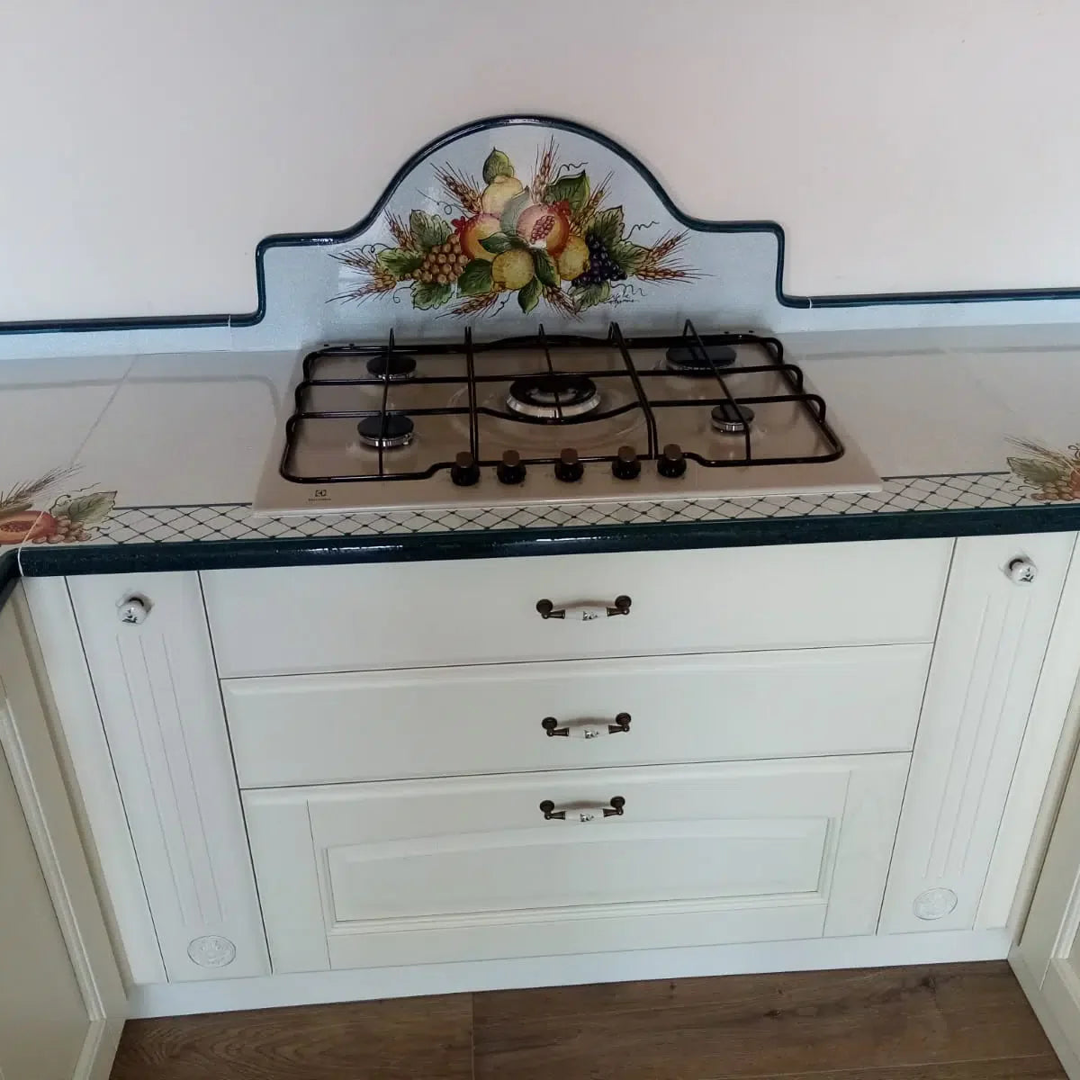 Top per Cucina Pietra Lavica Decoro Frutta in Verde - TOP PIETRA LAVICA