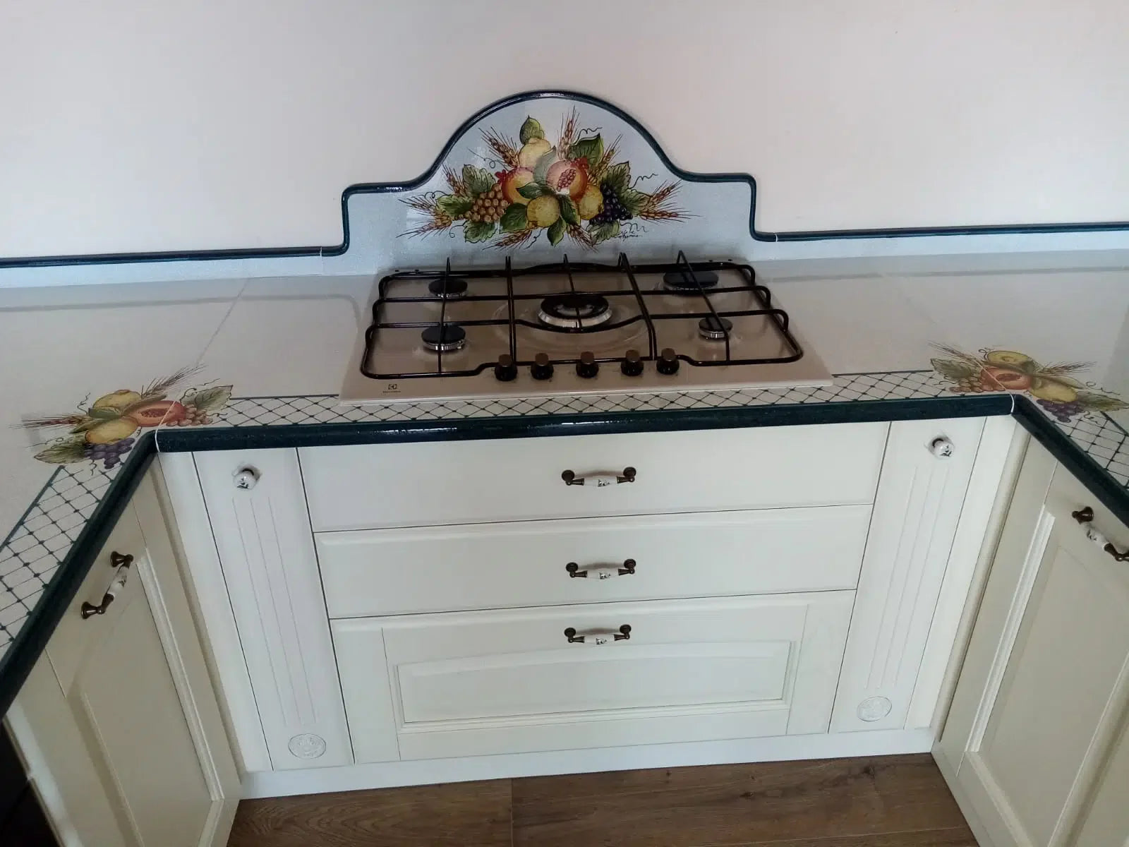 Top per Cucina Pietra Lavica Decoro Frutta in Verde - TOP PIETRA LAVICA