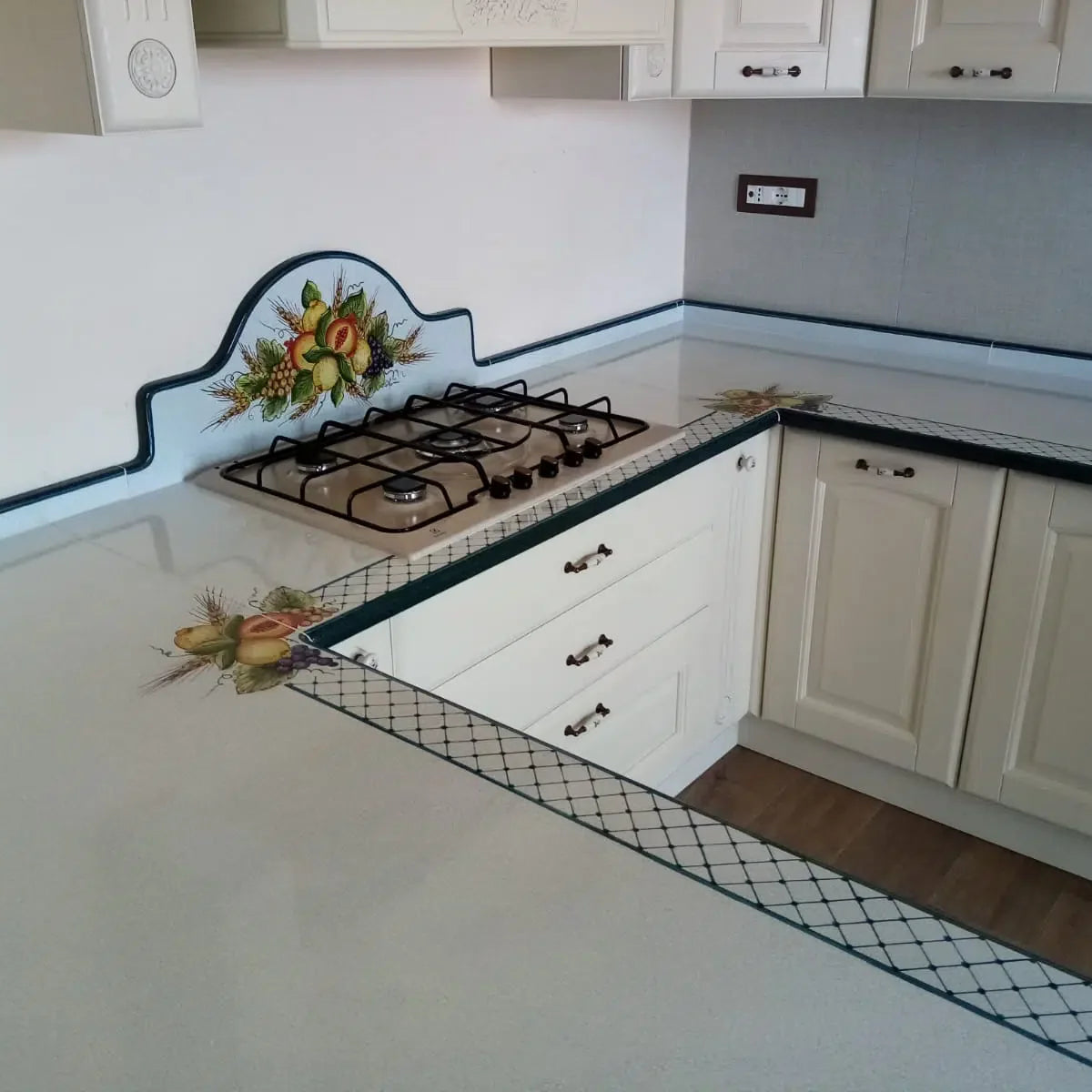 Top per Cucina Pietra Lavica Decoro Frutta in Verde - TOP PIETRA LAVICA