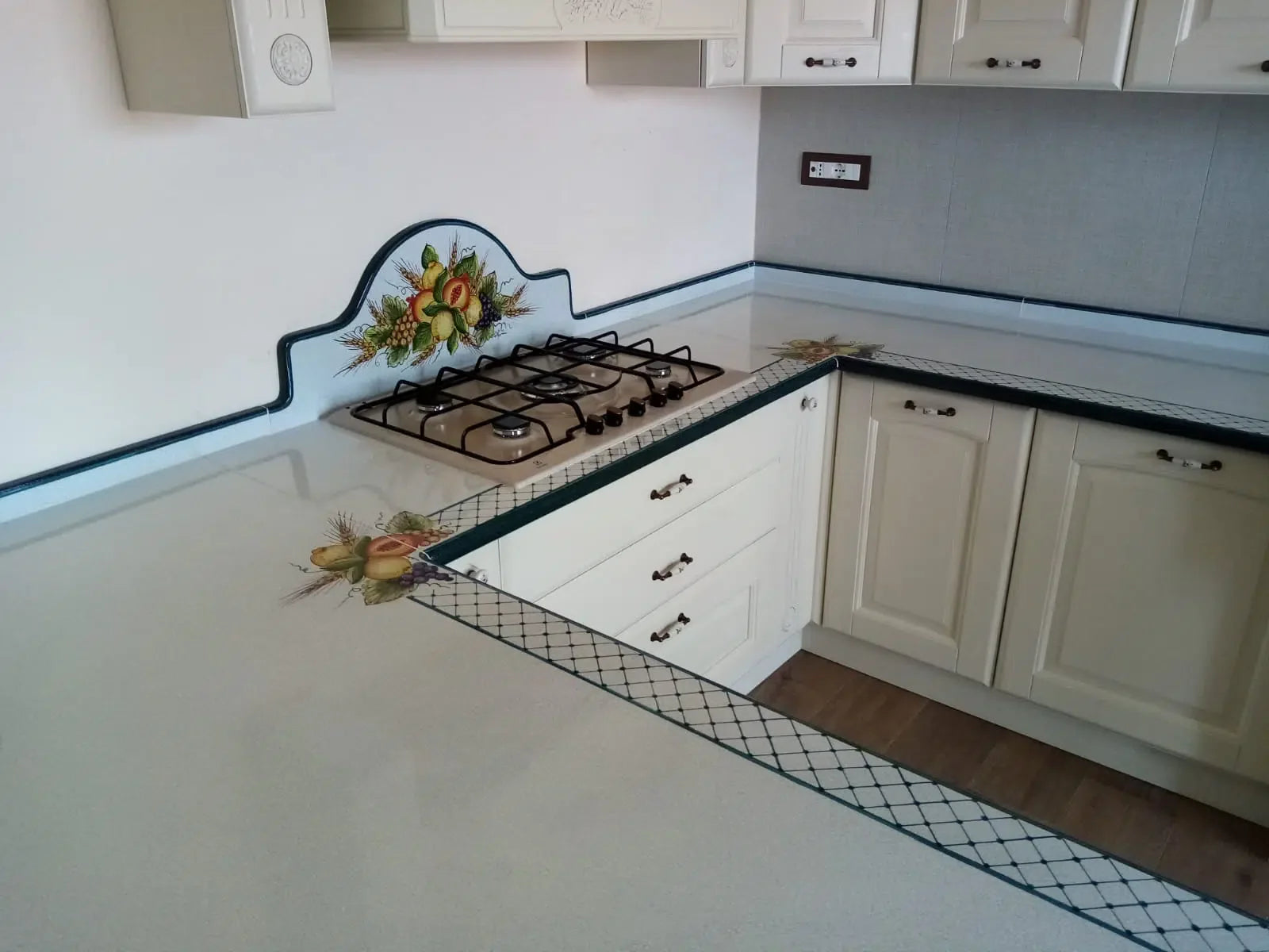 Top per Cucina Pietra Lavica Decoro Frutta in Verde - TOP PIETRA LAVICA