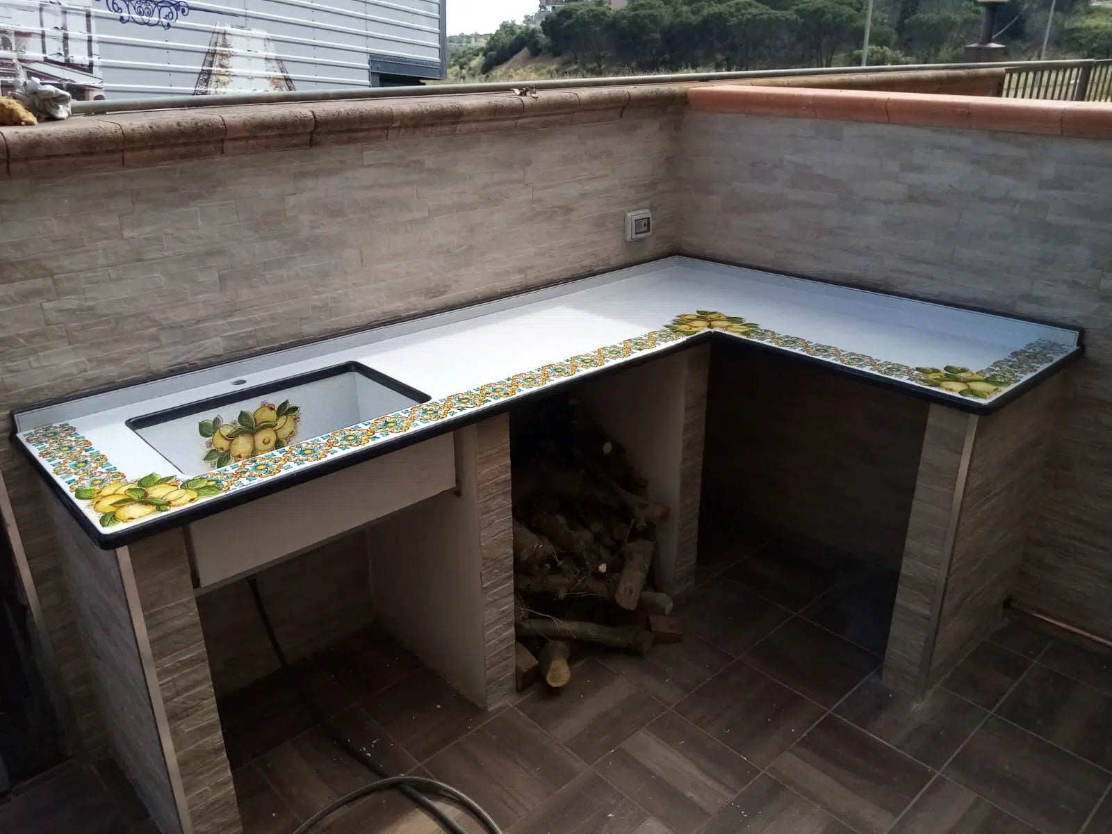 Top per Cucina Pietra Lavica Decoro Limoni - TOP PIETRA LAVICA