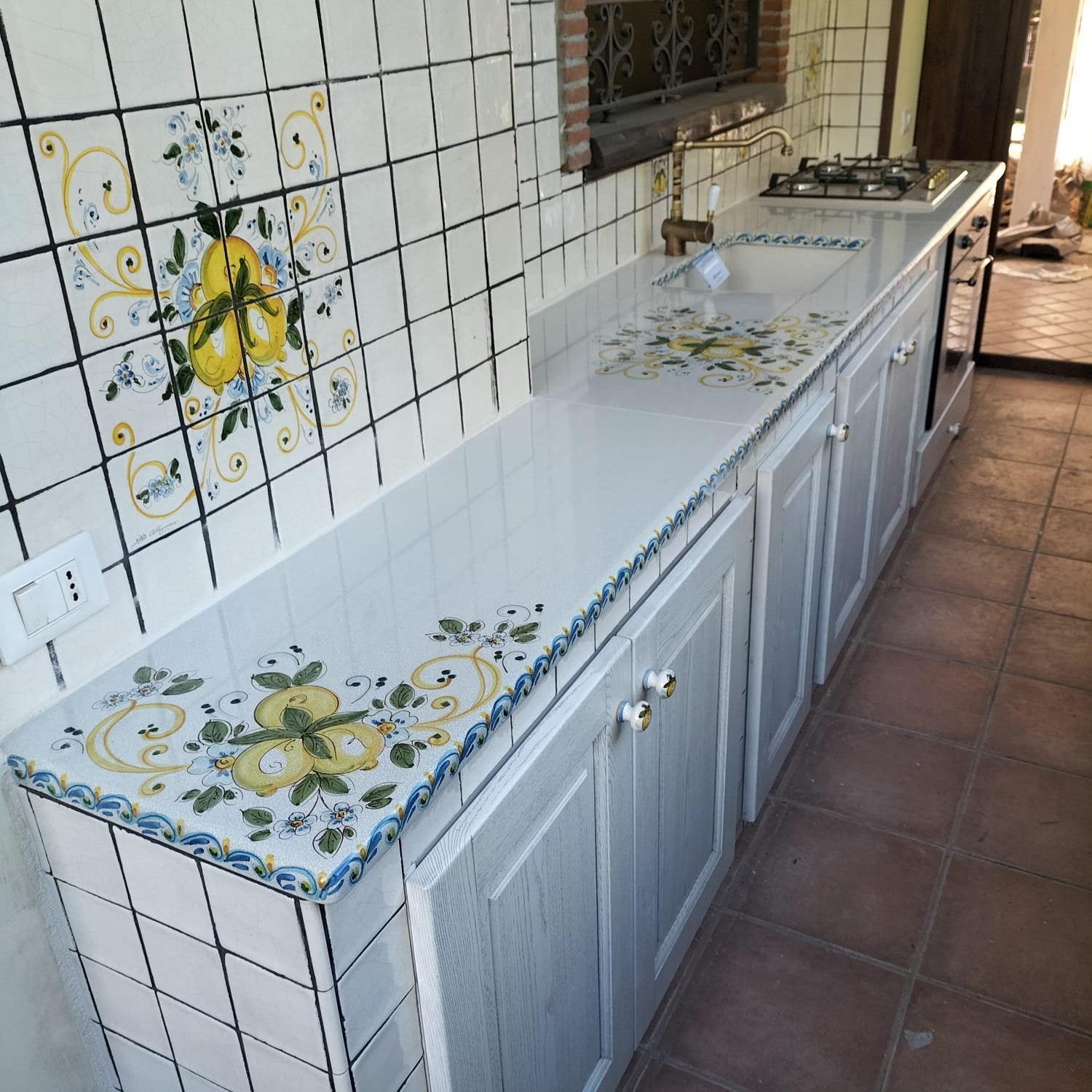 Top per Cucina Pietra Lavica Decoro Limoni 2 - TOP PIETRA LAVICA