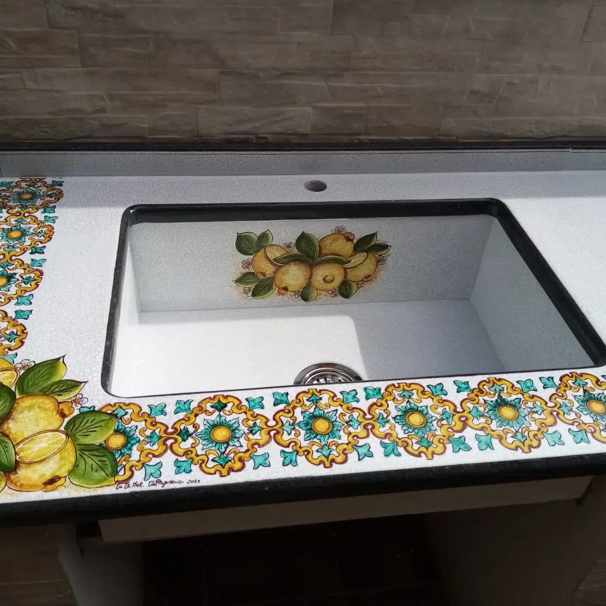 Top per Cucina Pietra Lavica Decoro Limoni - TOP PIETRA LAVICA