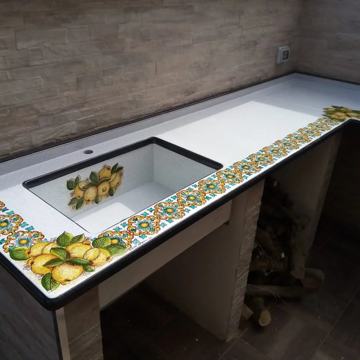 Top per Cucina Pietra Lavica Decoro Limoni - TOP PIETRA LAVICA