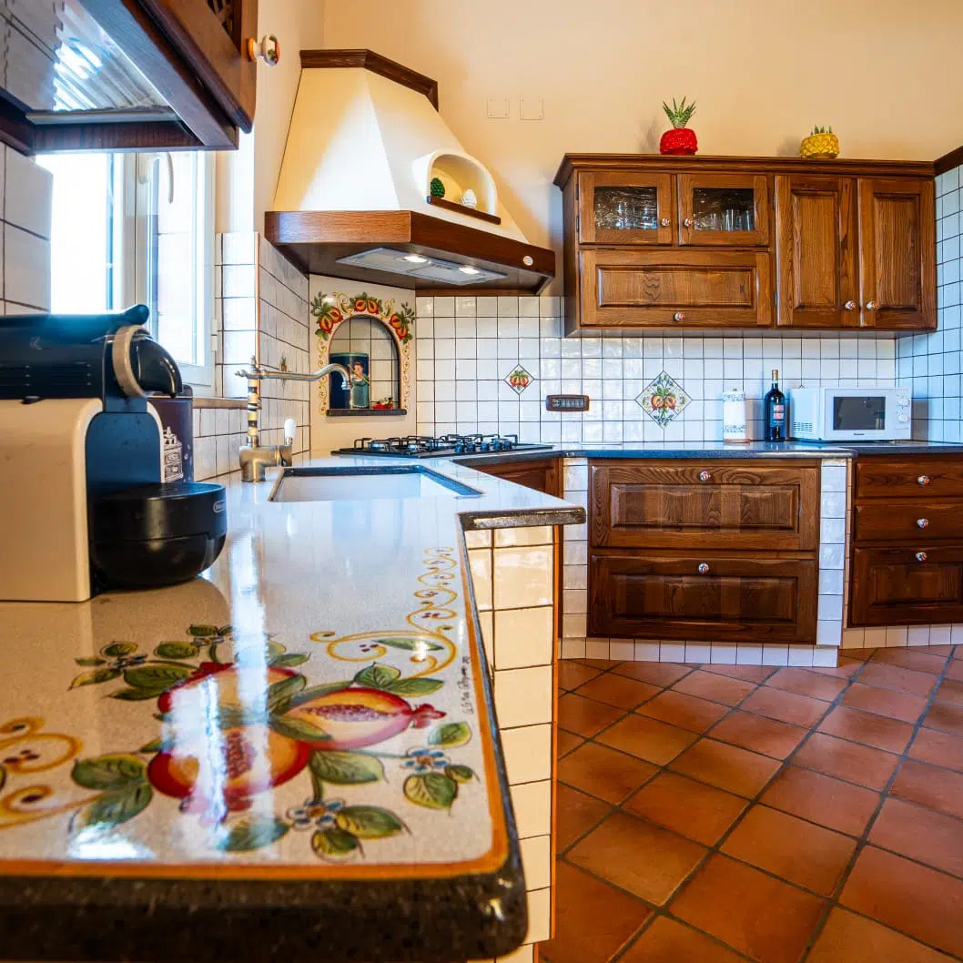 Top per Cucina Pietra Lavica Decoro Melograno - TOP PIETRA LAVICA