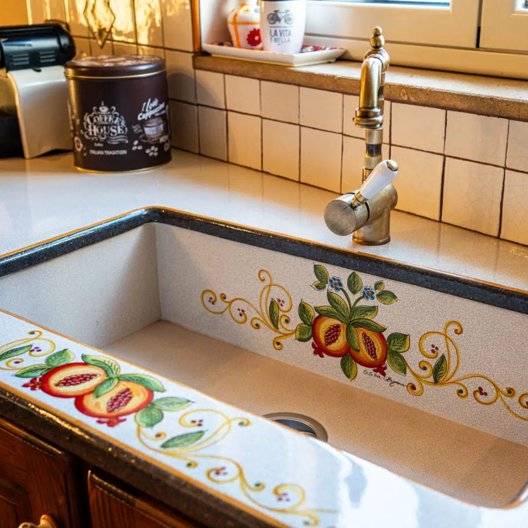 Top per Cucina Pietra Lavica Decoro Melograno - TOP PIETRA LAVICA