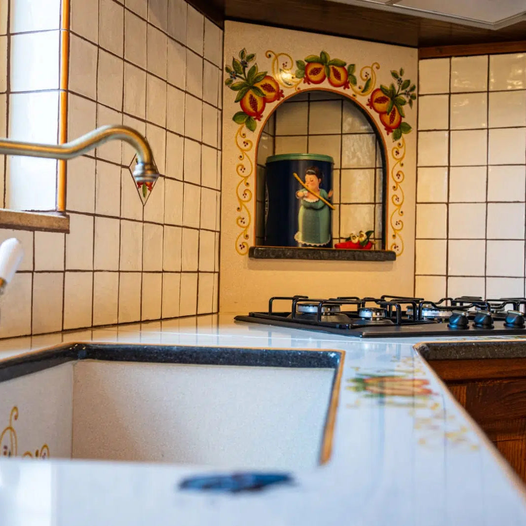 Top per Cucina Pietra Lavica Decoro Melograno - TOP PIETRA LAVICA