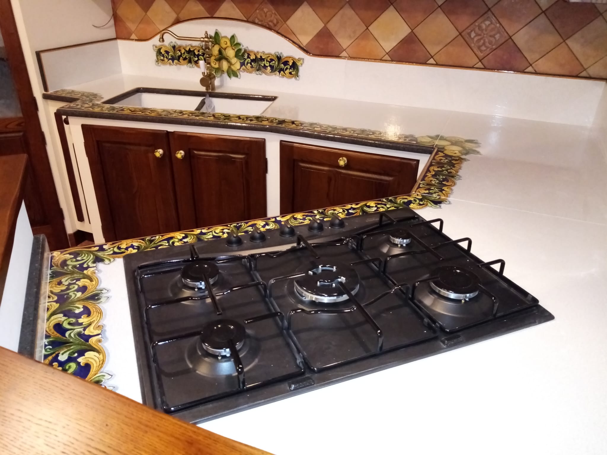 Top per Cucina Pietra Lavica Decoro Ornato - TOP PIETRA LAVICA