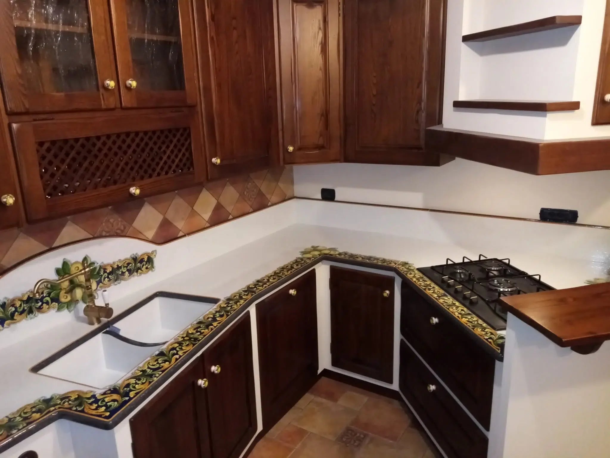 Top per Cucina Pietra Lavica Decoro Ornato - TOP PIETRA LAVICA