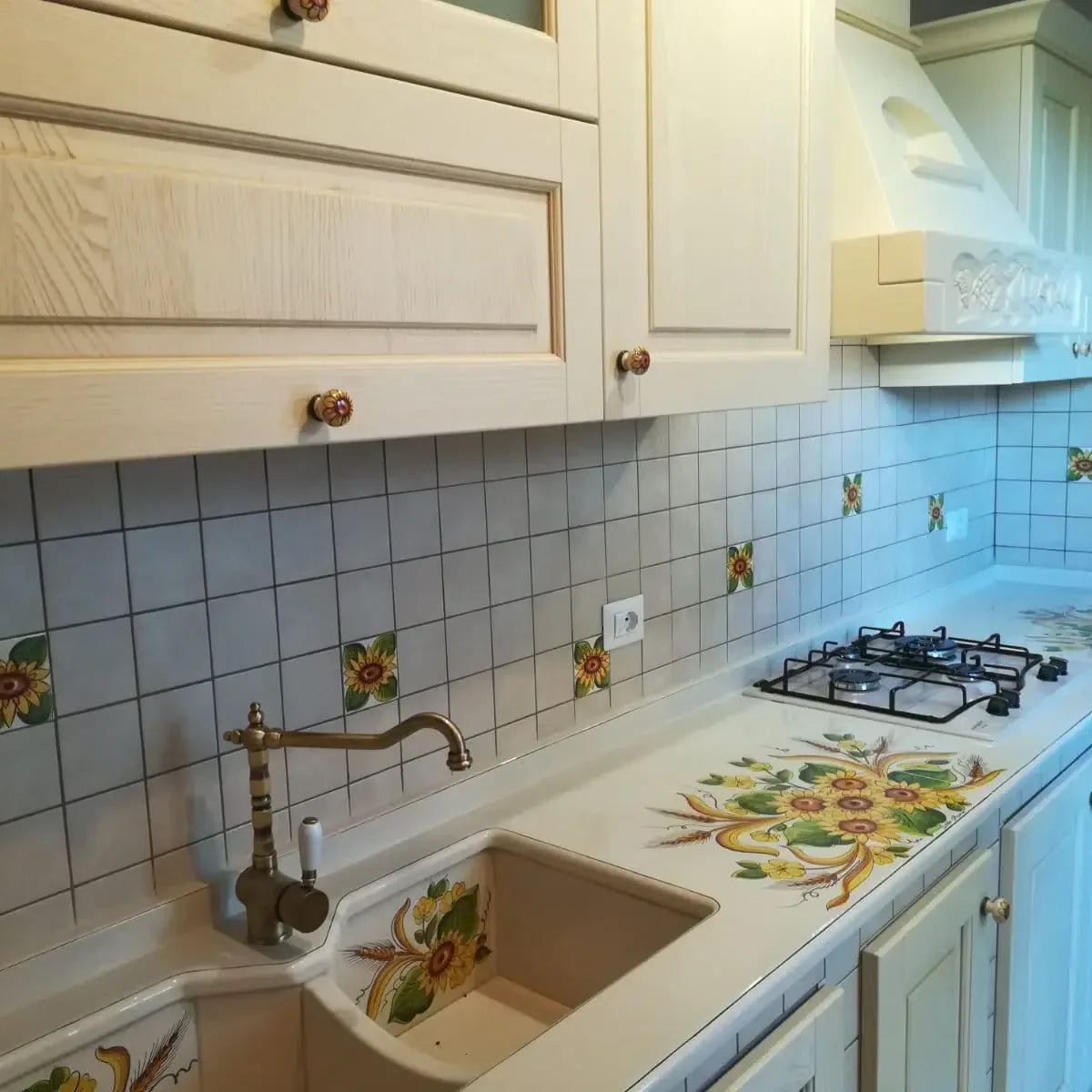 Top per Cucina Pietra Lavica Decoro Girasoli - TOP PIETRA LAVICA