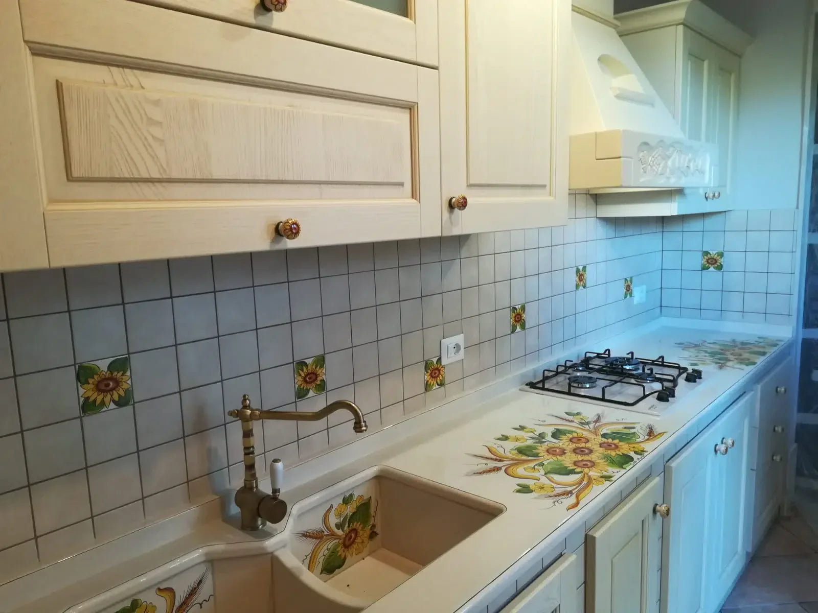 Top per Cucina Pietra Lavica Decoro Girasoli - TOP PIETRA LAVICA