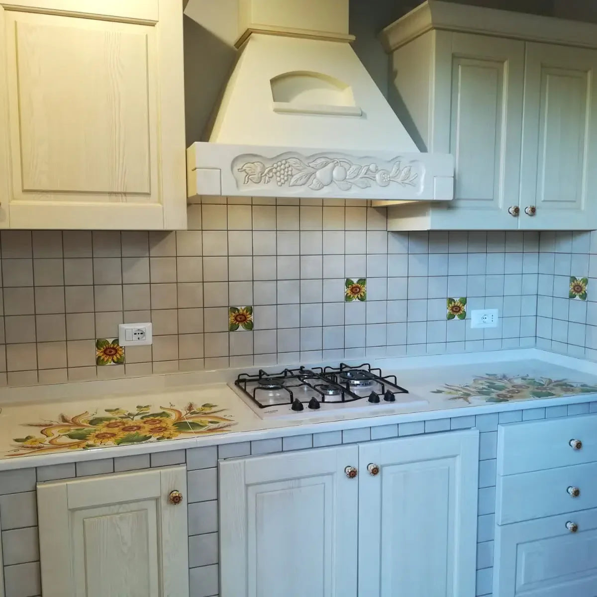 Top per Cucina Pietra Lavica Decoro Girasoli - TOP PIETRA LAVICA