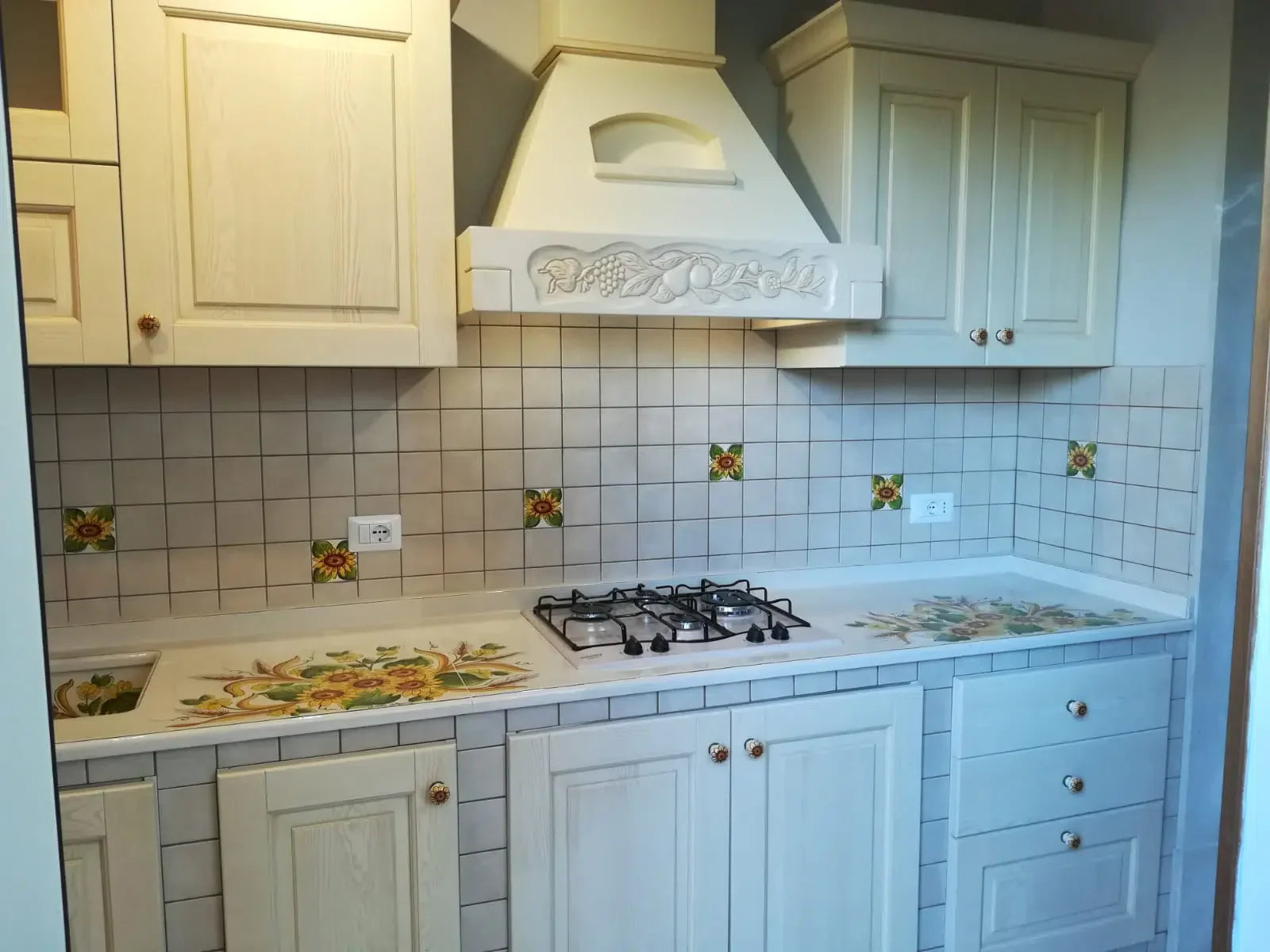 Top per Cucina Pietra Lavica Decoro Girasoli - TOP PIETRA LAVICA