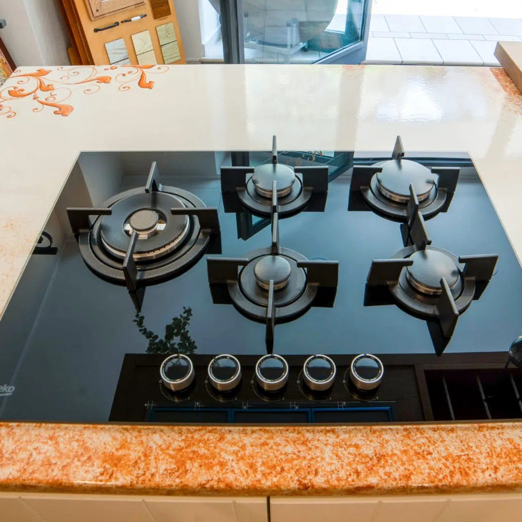 Top per Cucina Pietra Lavica Decoro Volute Giallo - TOP PIETRA LAVICA