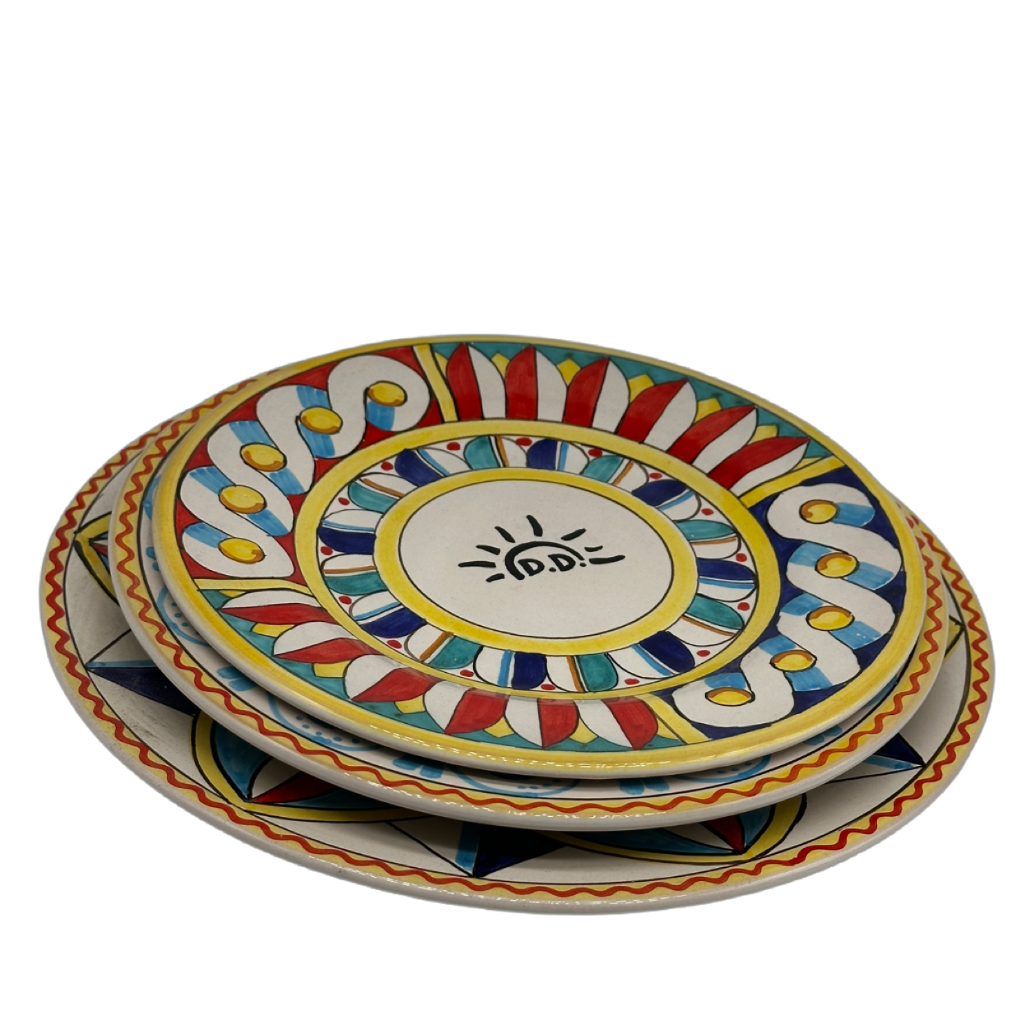 Tris Piatti Uso Alimentare Ceramica Caltagirone - Colò - PIATTI SERVIZIO