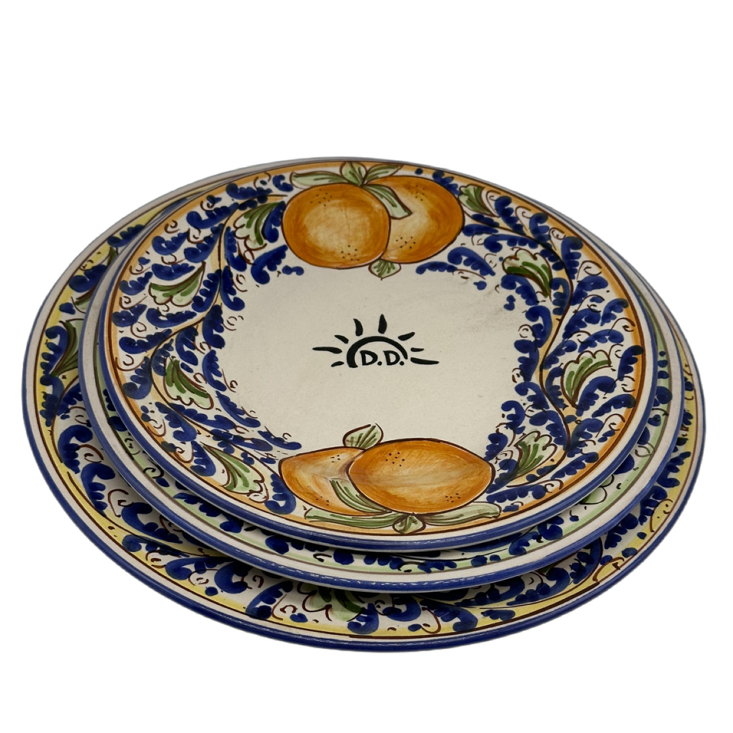 Tris Piatti Uso Alimentare Ceramica Caltagirone - Frutti - PIATTI SERVIZIO