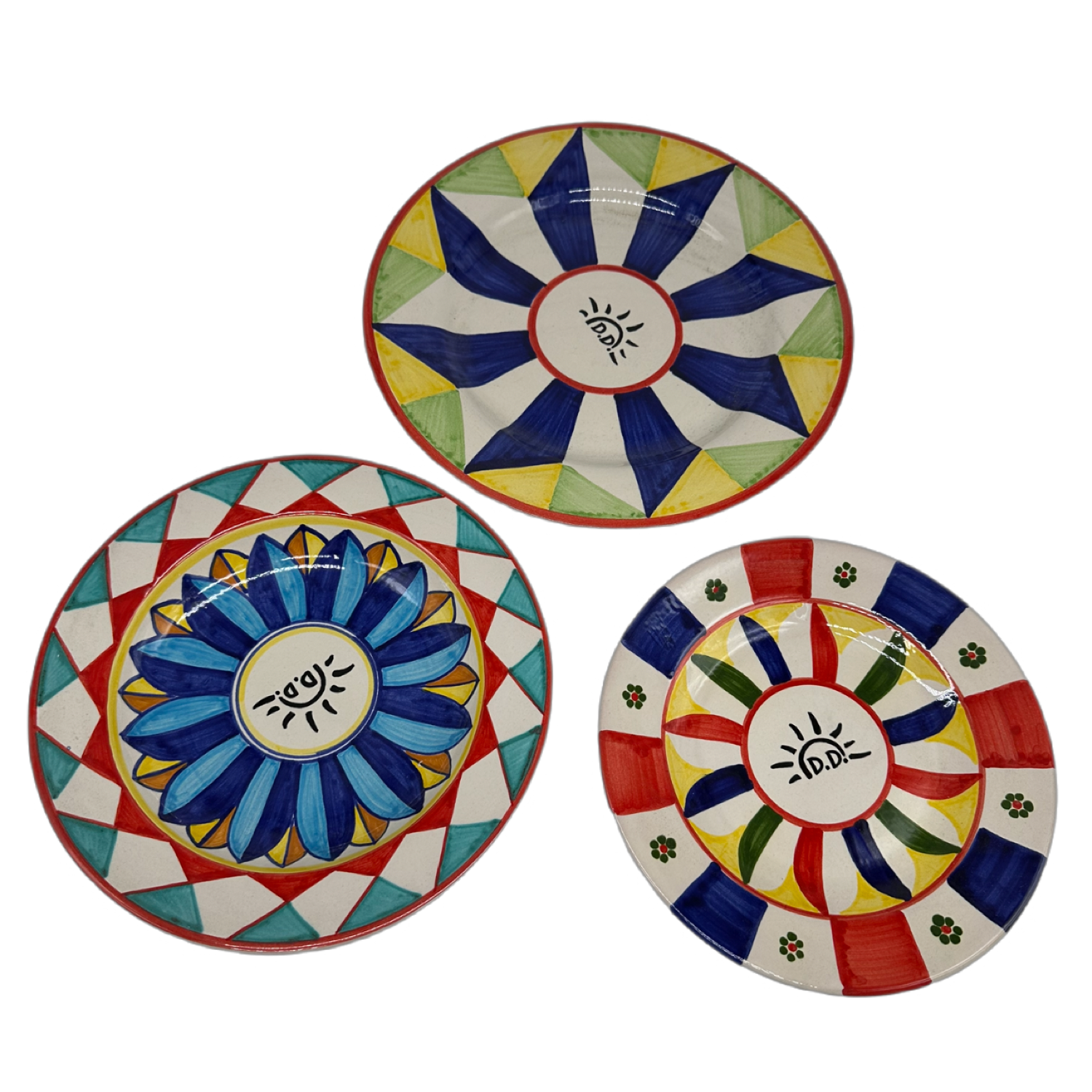 Tris Piatti Uso Alimentare Ceramica Caltagirone - Geometrico - PIATTI SERVIZIO