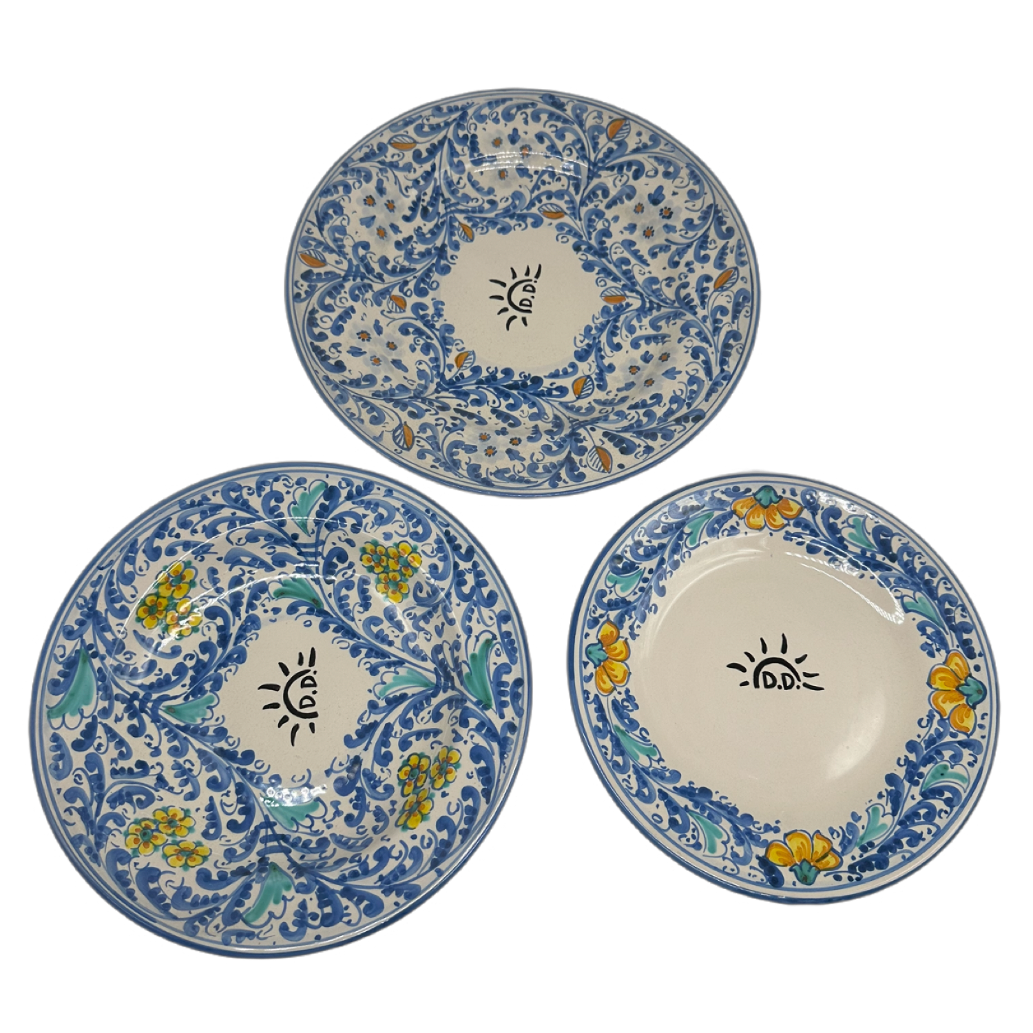 Tris Piatti Uso Alimentare Ceramica Caltagirone - Ruffini - PIATTI SERVIZIO