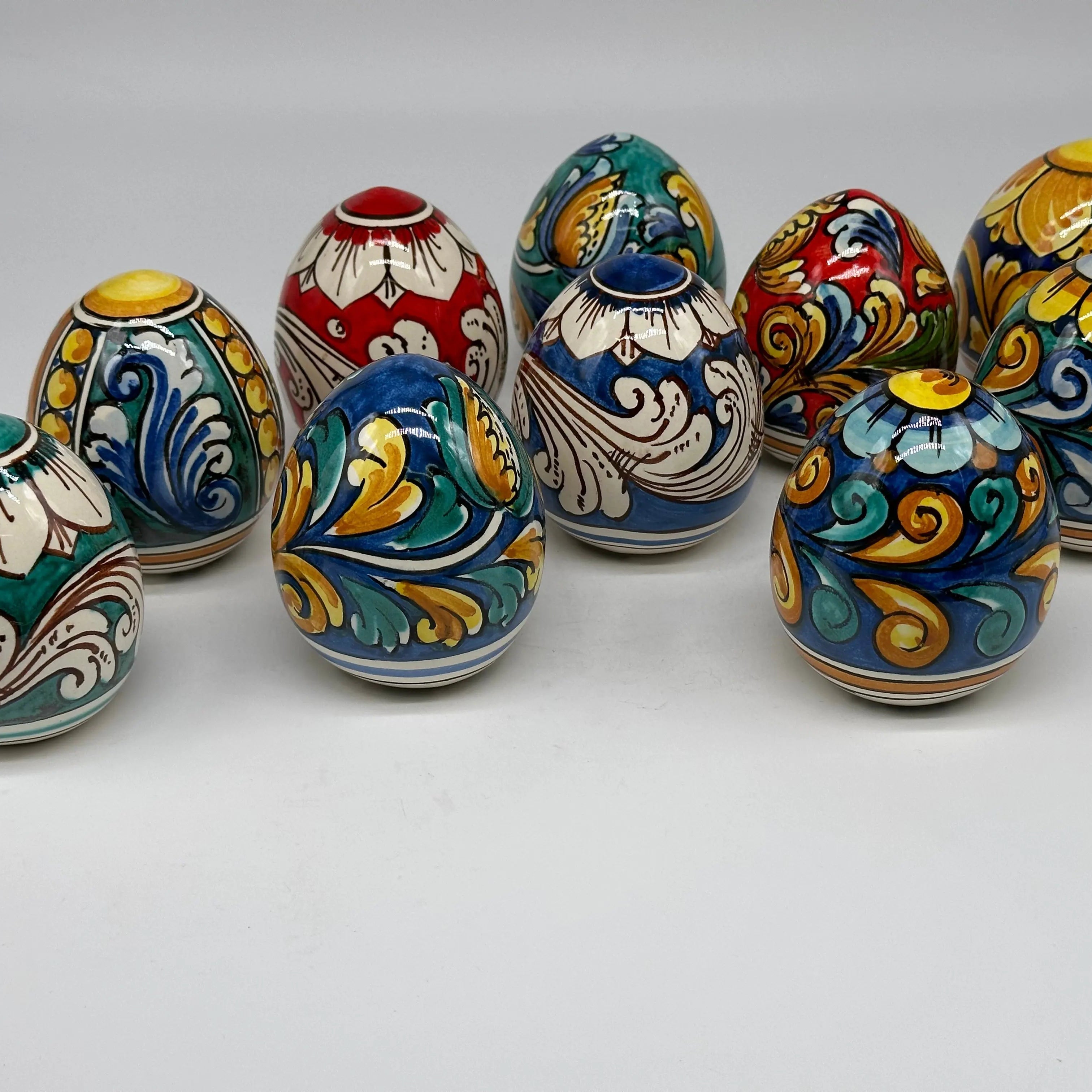 Uova di Pasqua Ceramica Caltagirone dipinti a mano (misure e decori vari) DD CERAMICHE SICILIANE