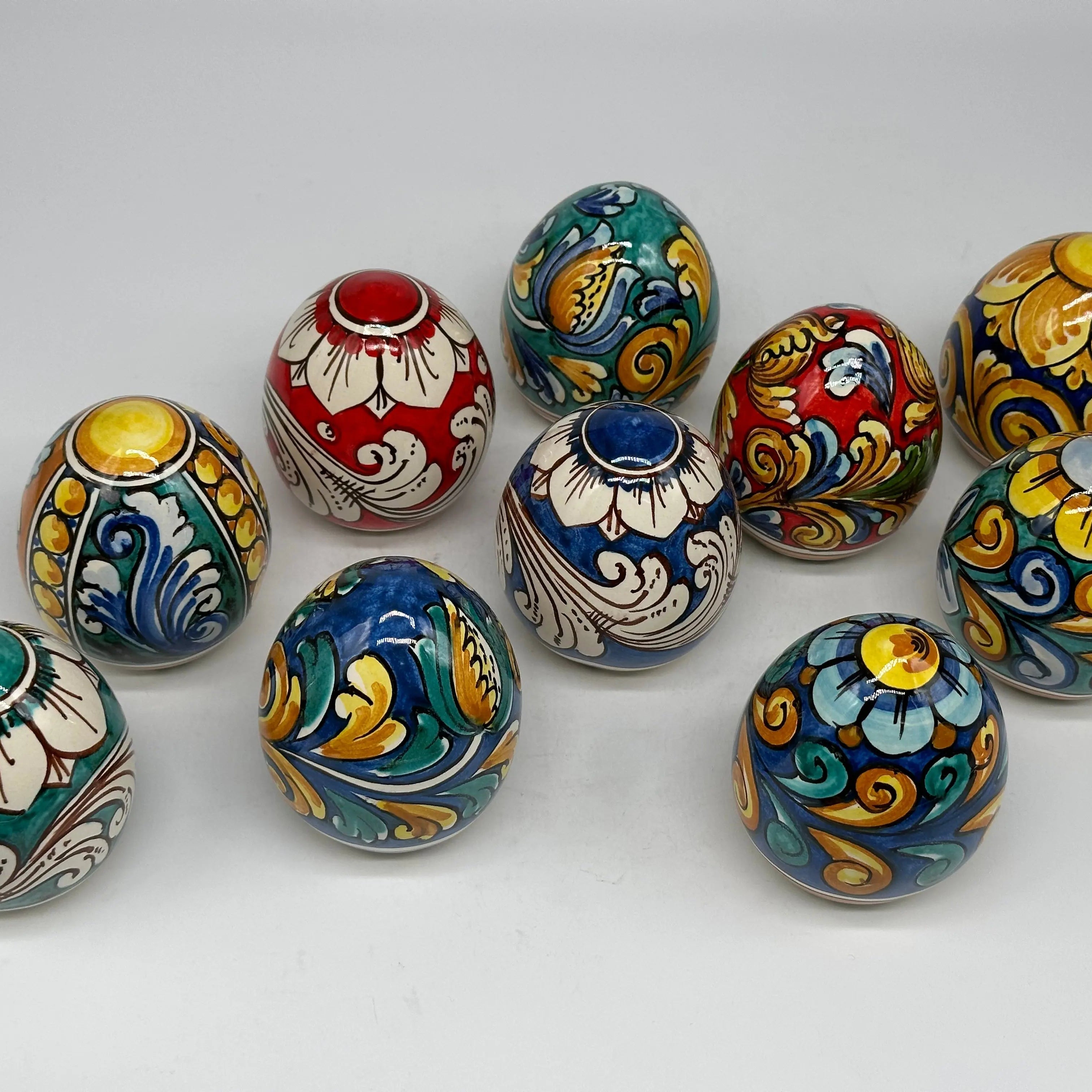 Uova di Pasqua Ceramica Caltagirone dipinti a mano (misure e decori vari) DD CERAMICHE SICILIANE