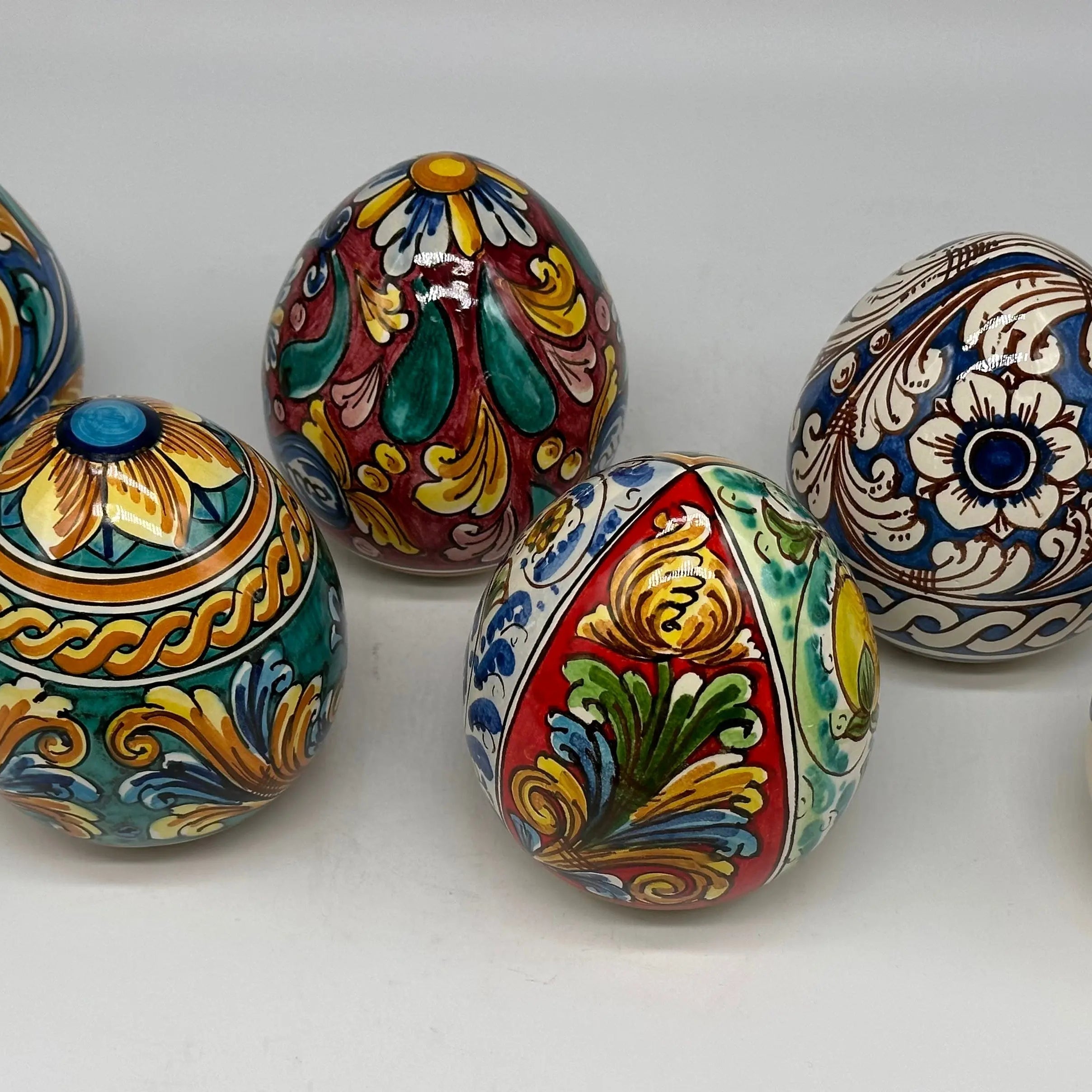 Uova di Pasqua Ceramica Caltagirone dipinti a mano (misure e decori vari) DD CERAMICHE SICILIANE