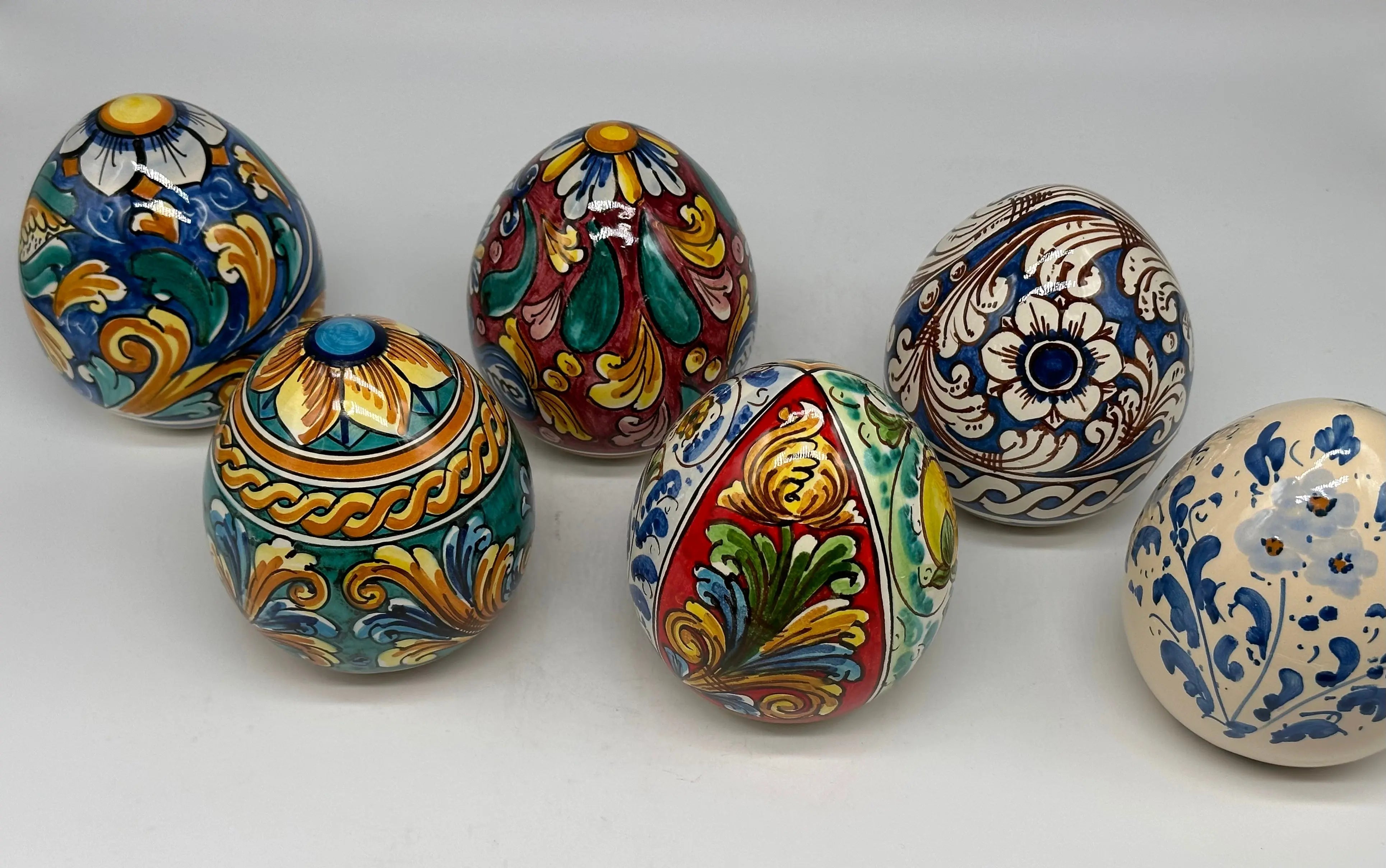 Uova di Pasqua Ceramica Caltagirone dipinti a mano (misure e decori vari) DD CERAMICHE SICILIANE
