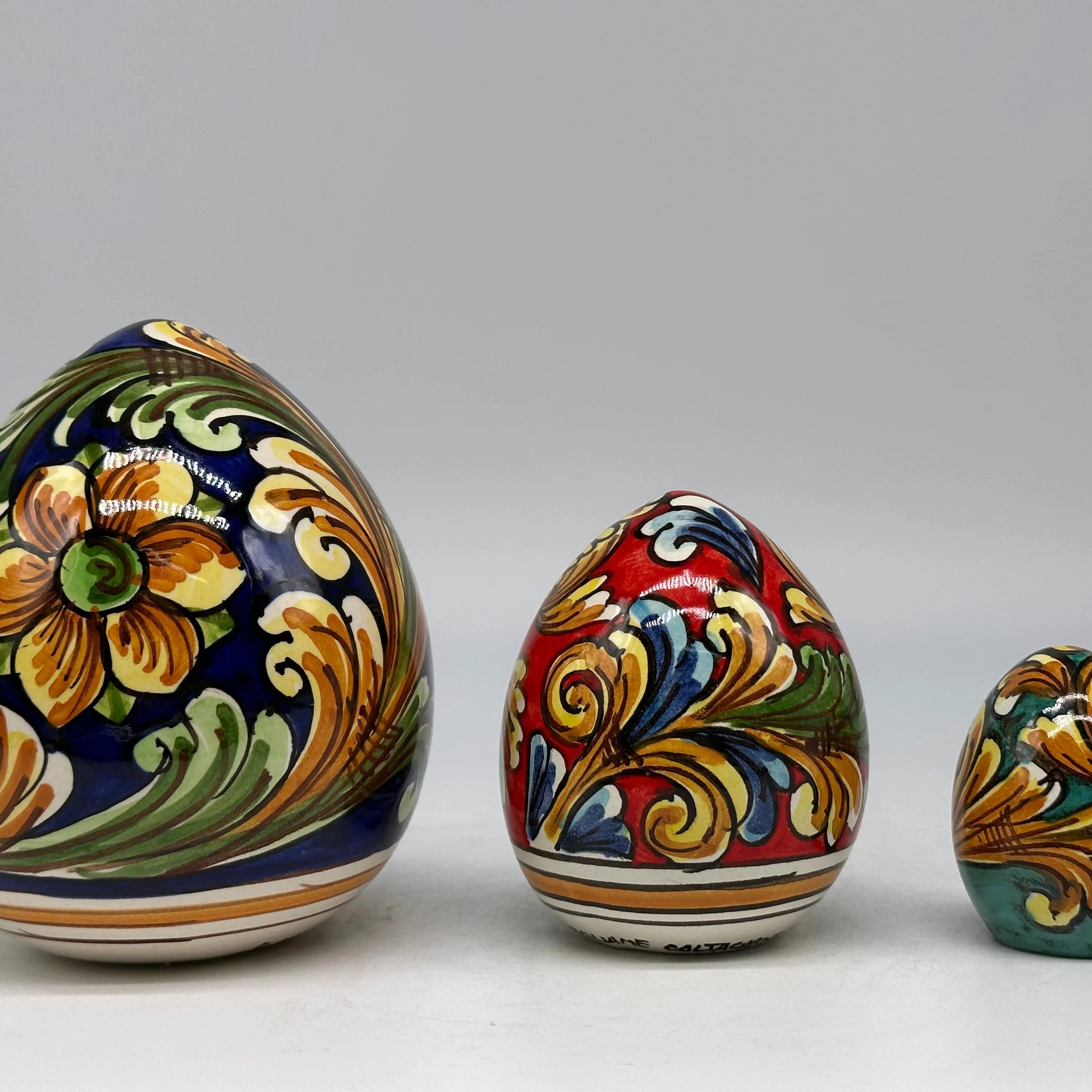 Uova di Pasqua Ceramica Caltagirone dipinti a mano (misure e decori vari) DD CERAMICHE SICILIANE