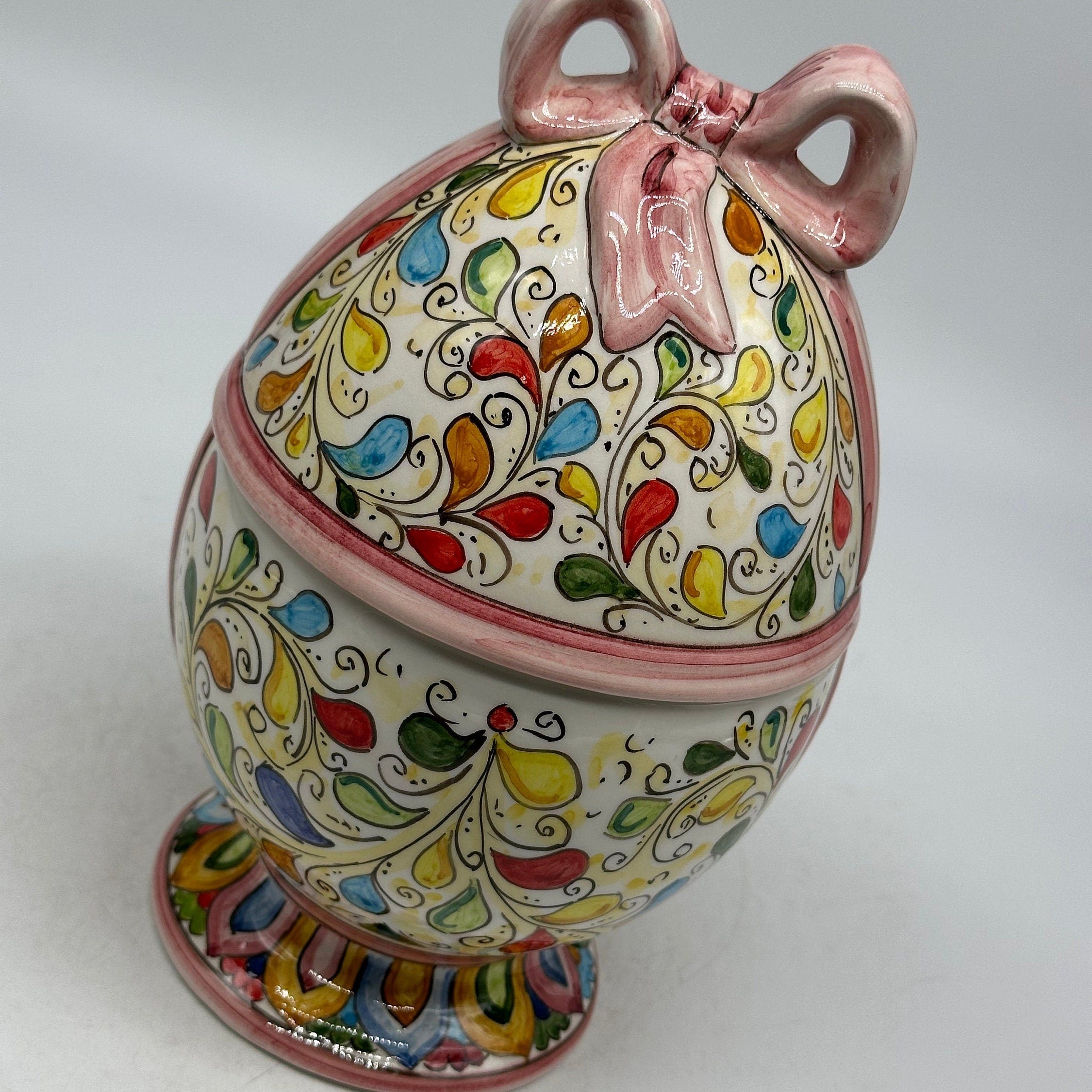 Uovo di Pasqua Contenitore H.23cm Ceramica Caltagirone dipinto a mano