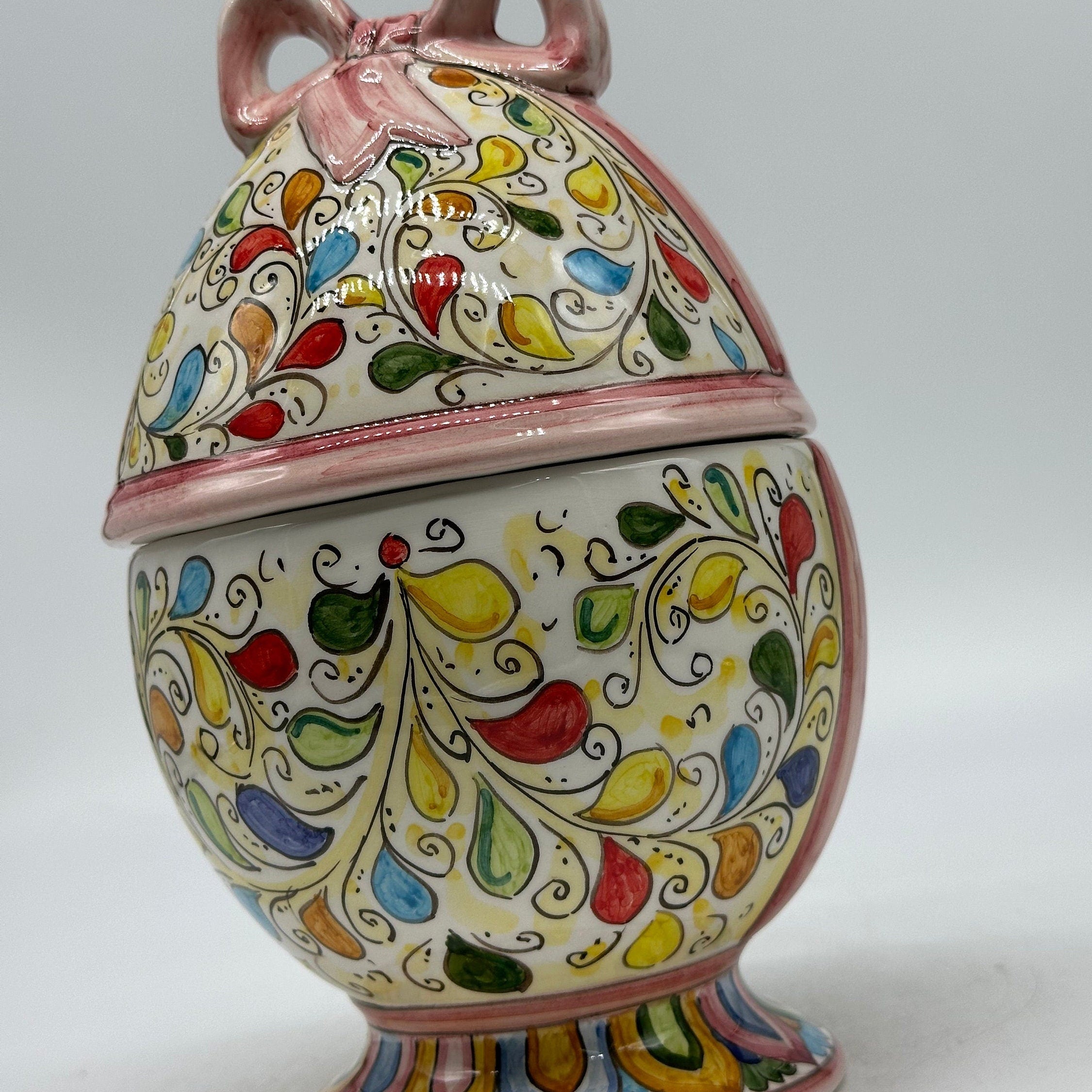Uovo di Pasqua Contenitore H.23cm Ceramica Caltagirone dipinto a mano