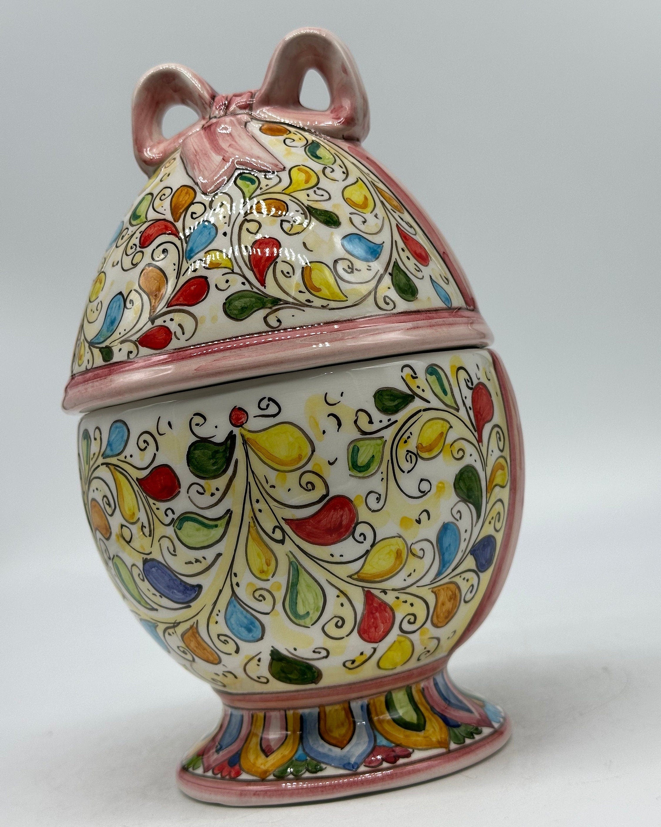 Uovo di Pasqua Contenitore H.23cm Ceramica Caltagirone dipinto a mano
