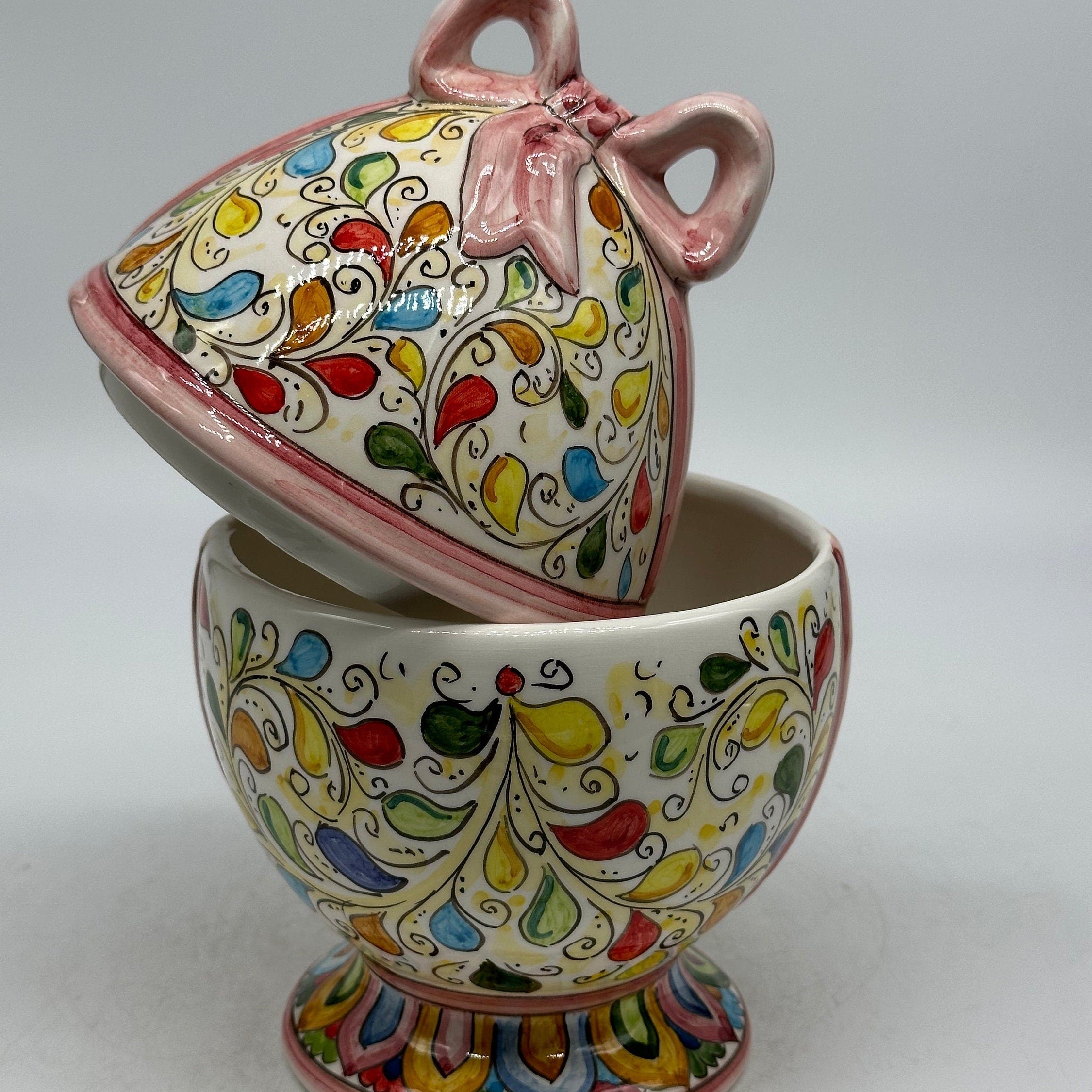 Uovo di Pasqua Contenitore H.23cm Ceramica Caltagirone dipinto a mano