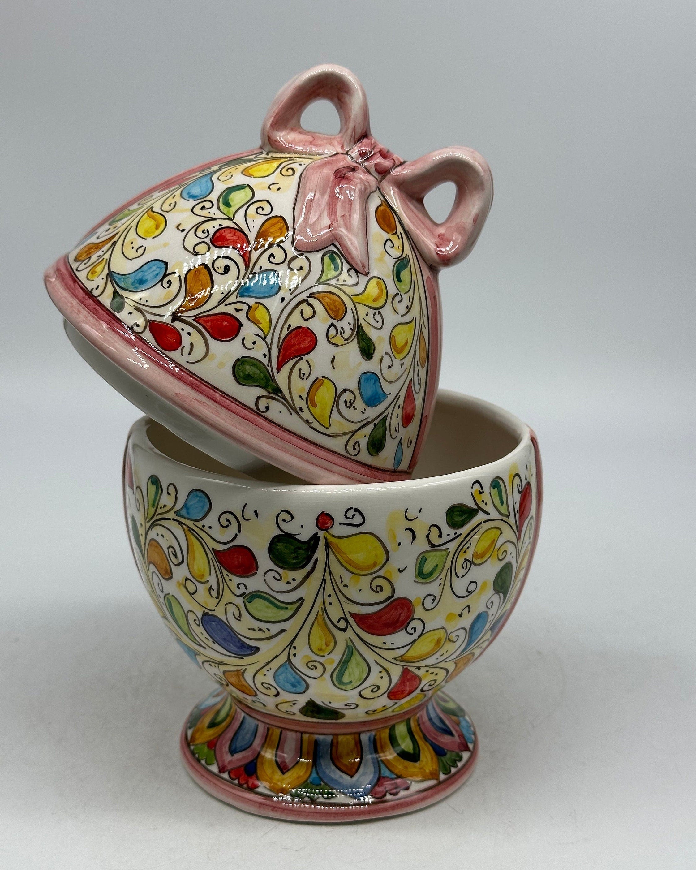 Uovo di Pasqua Contenitore H.23cm Ceramica Caltagirone dipinto a mano