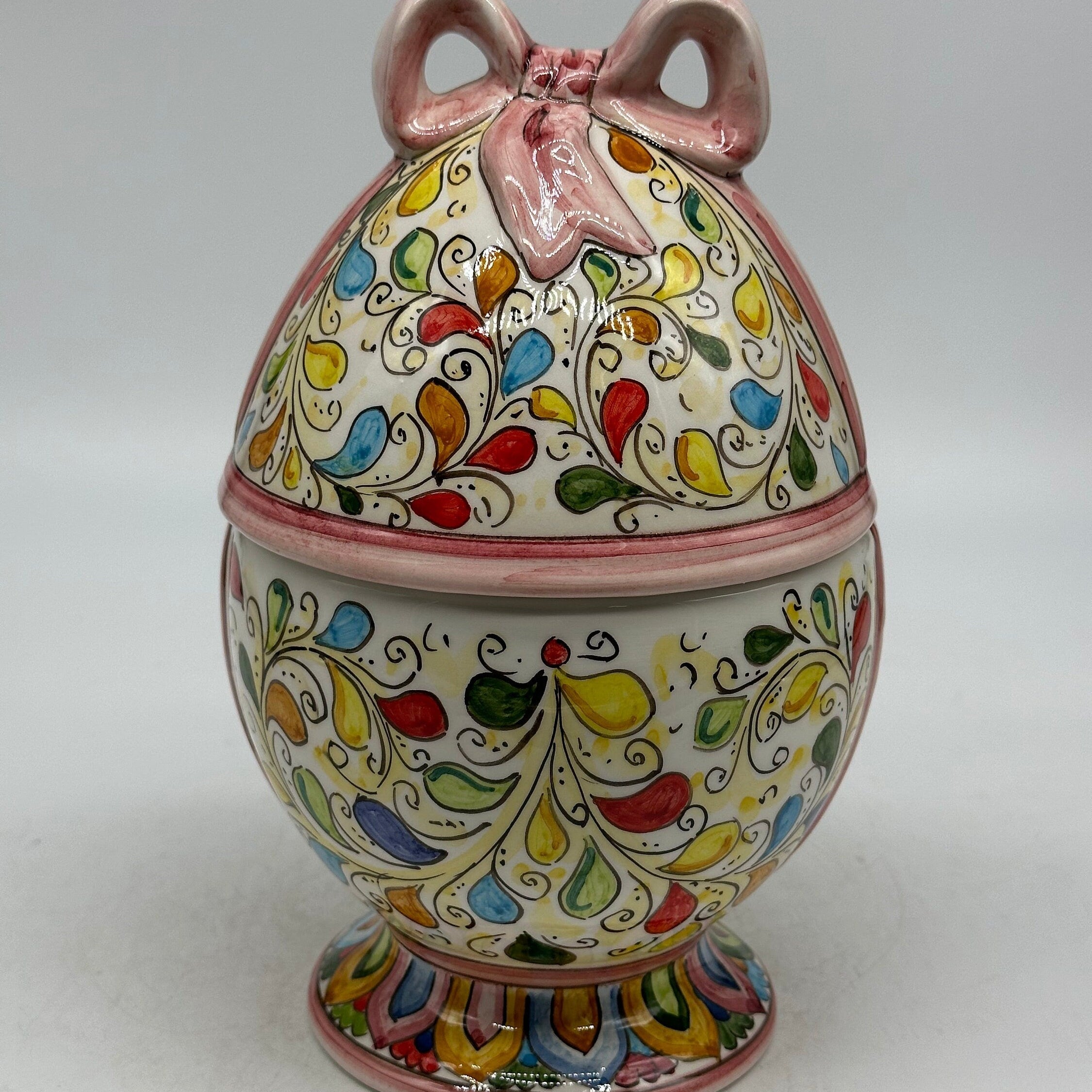 Uovo di Pasqua Contenitore H.23cm Ceramica Caltagirone dipinto a mano