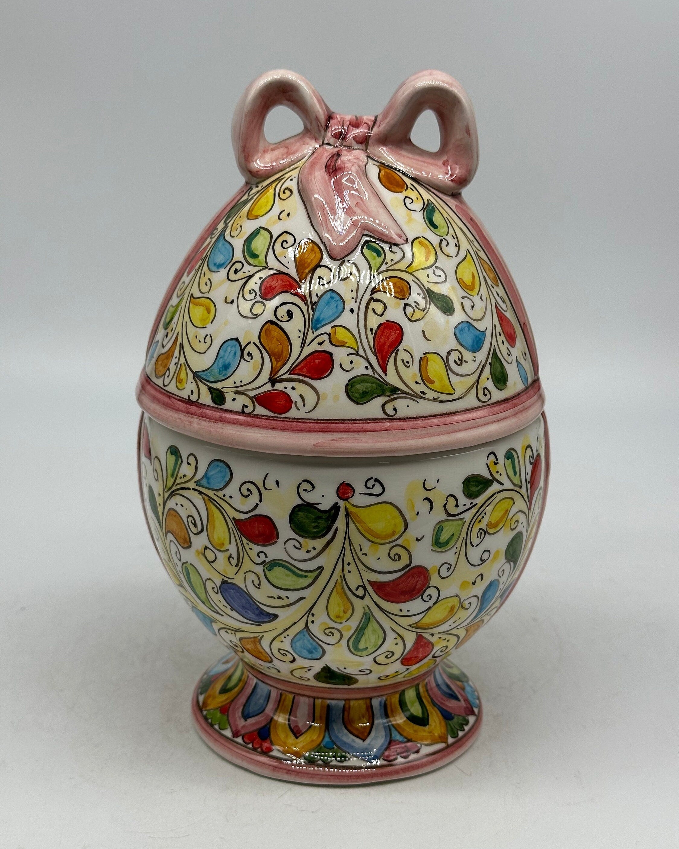 Uovo di Pasqua Contenitore H.23cm Ceramica Caltagirone dipinto a mano