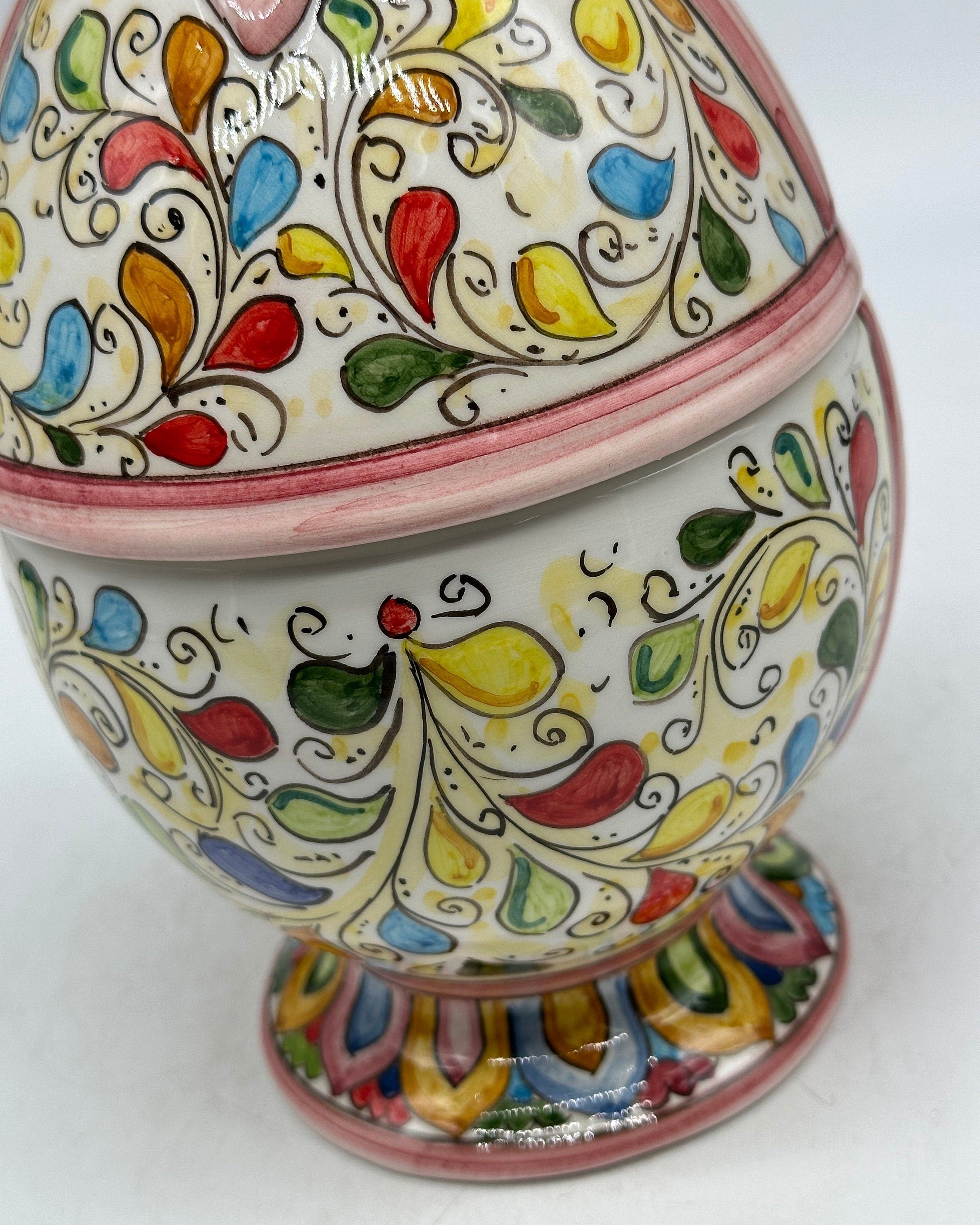 Uovo di Pasqua Contenitore H.23cm Ceramica Caltagirone dipinto a mano