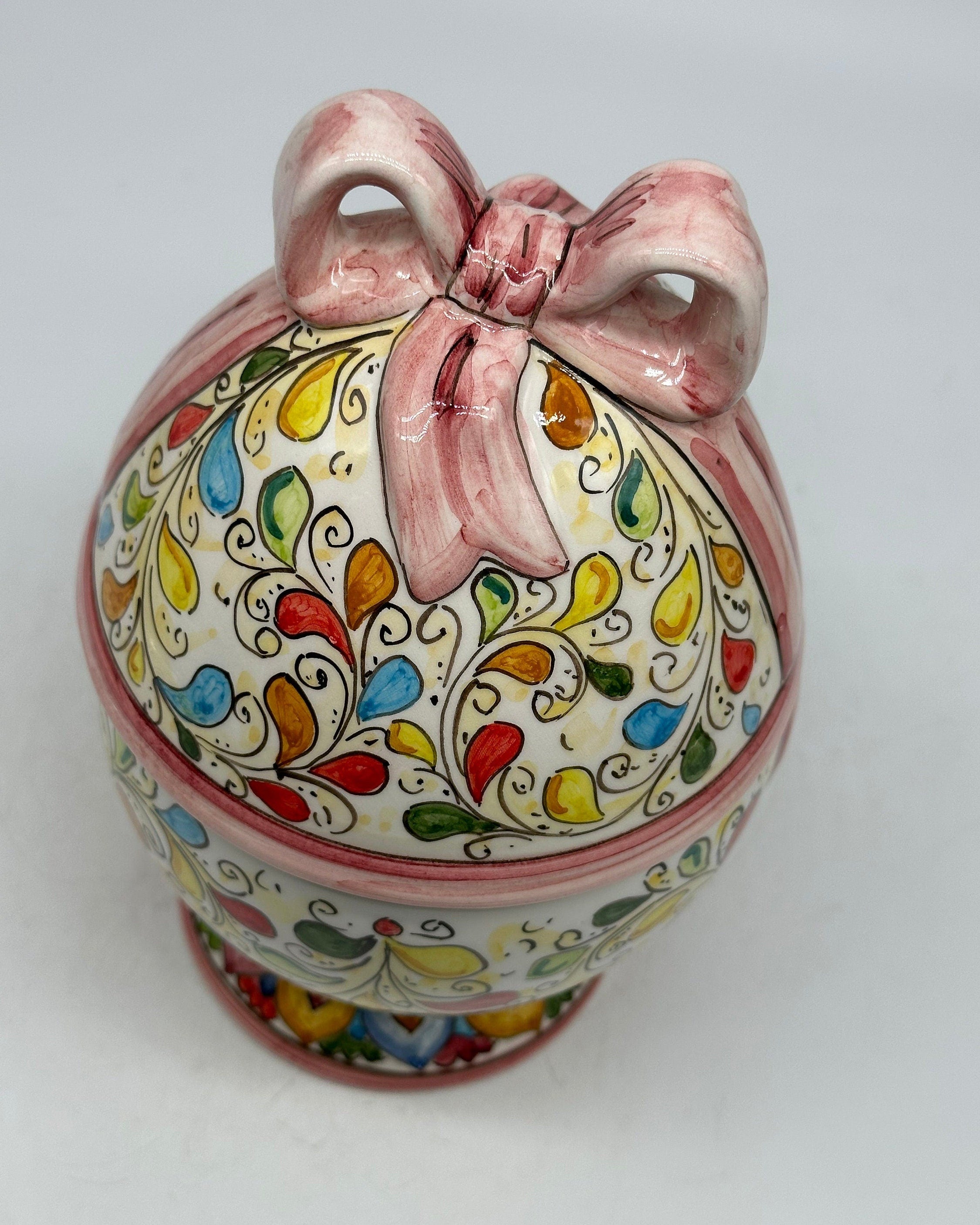 Uovo di Pasqua Contenitore H.23cm Ceramica Caltagirone dipinto a mano