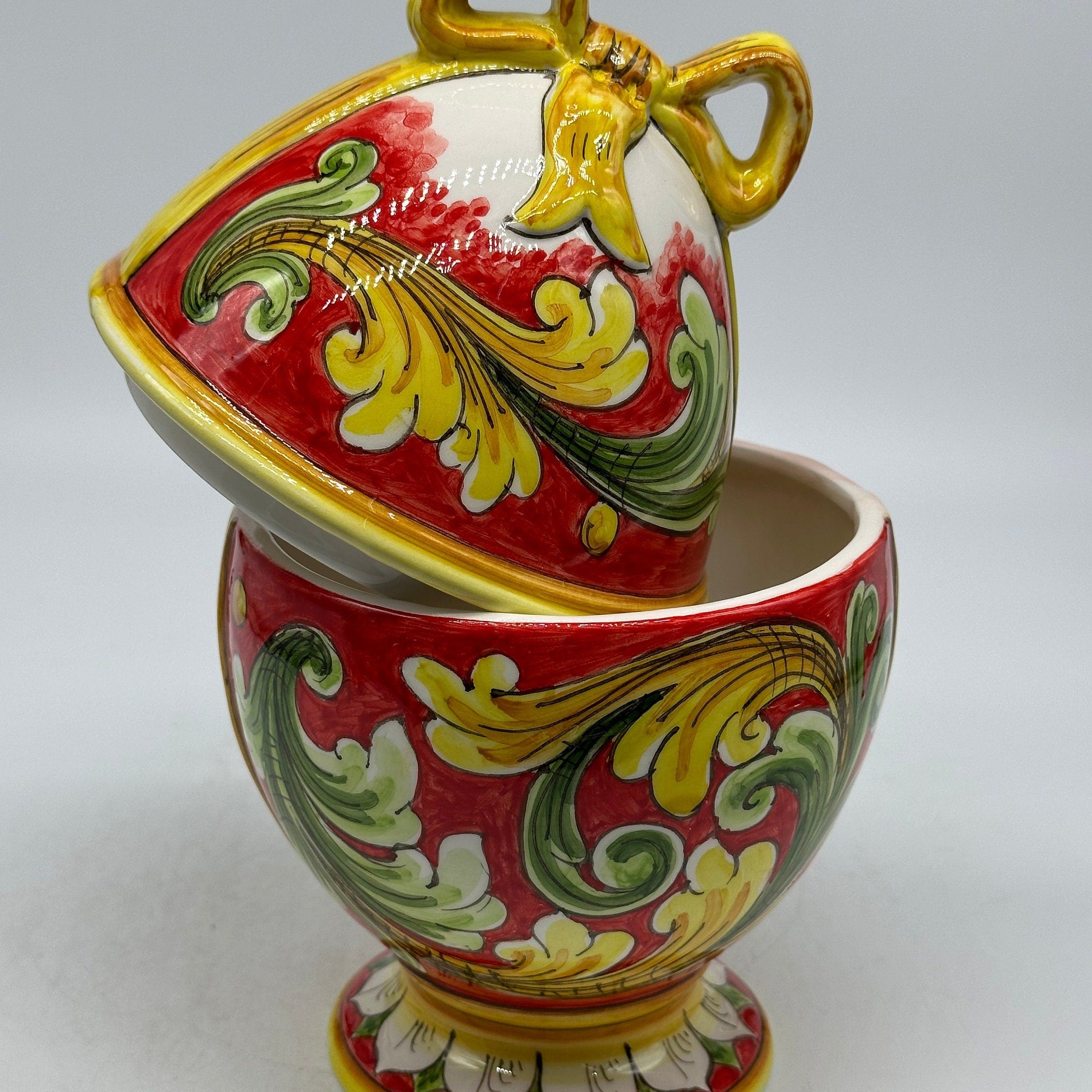 Uovo di Pasqua Contenitore H.24cm Ceramica Caltagirone dipinto a mano