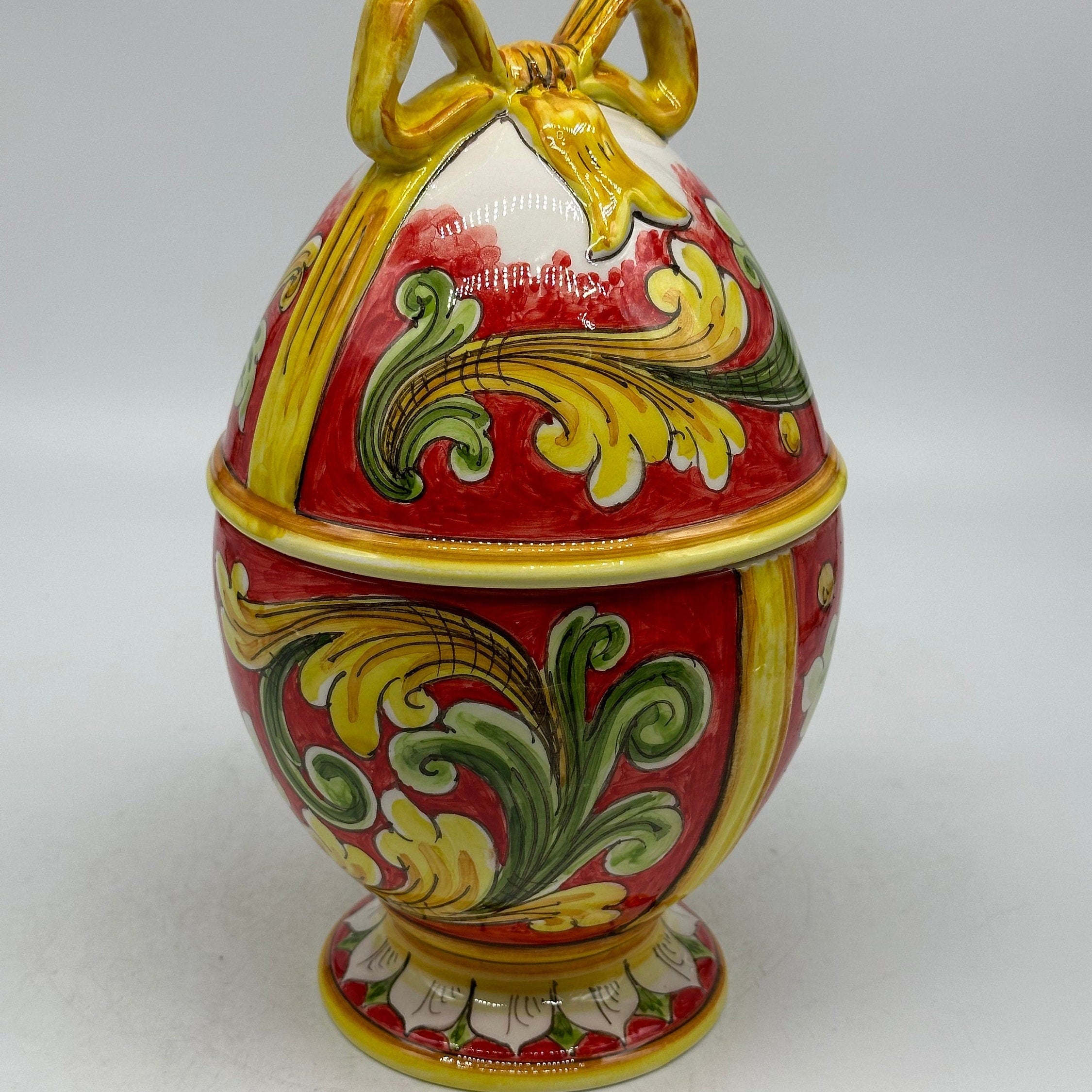 Uovo di Pasqua Contenitore H.24cm Ceramica Caltagirone dipinto a mano