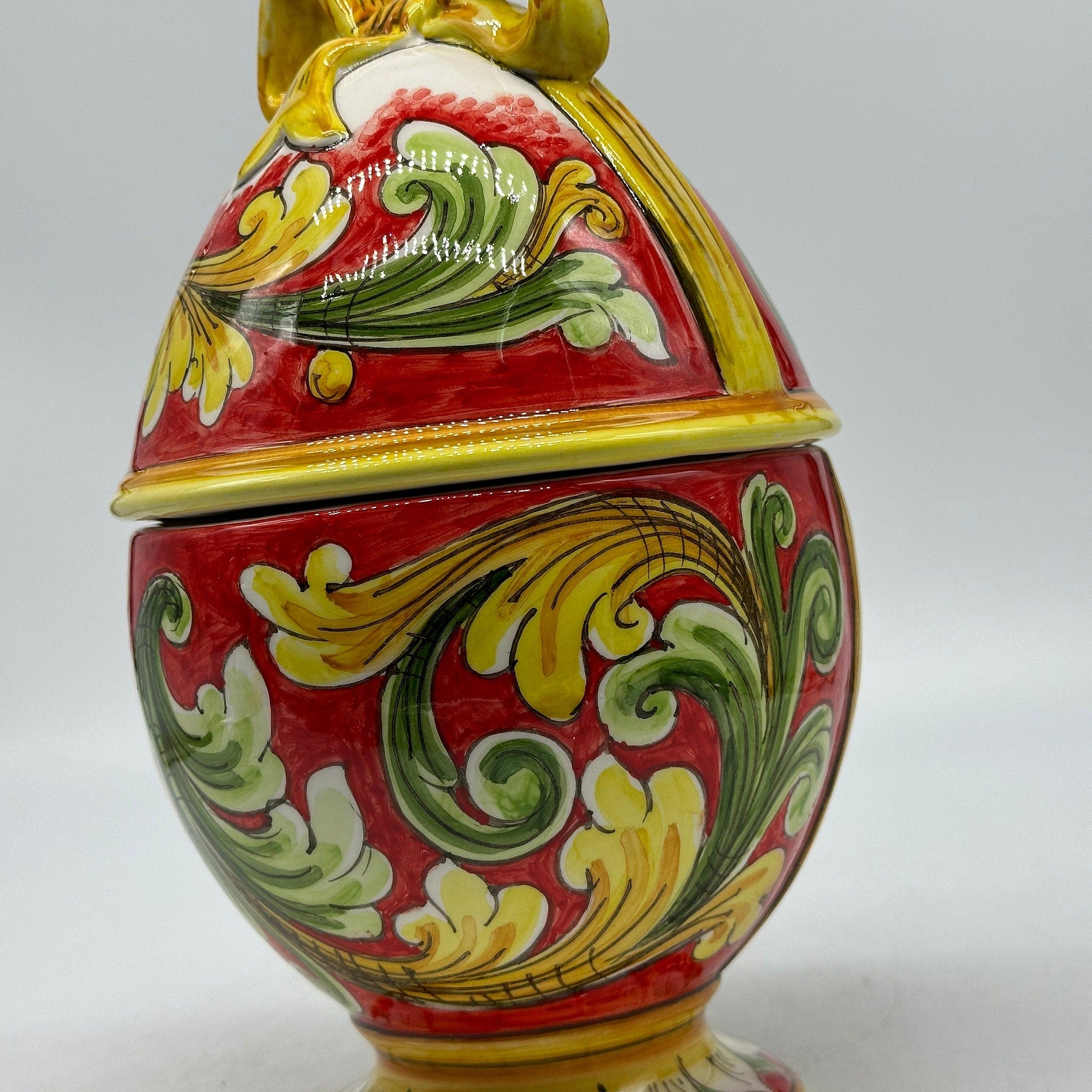 Uovo di Pasqua Contenitore H.24cm Ceramica Caltagirone dipinto a mano
