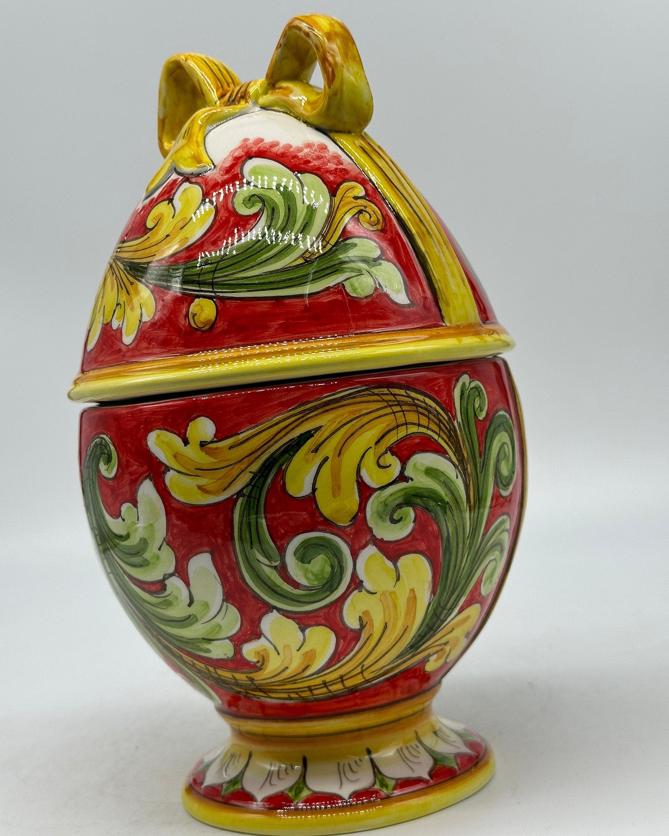 Uovo di Pasqua Contenitore H.24cm Ceramica Caltagirone dipinto a mano