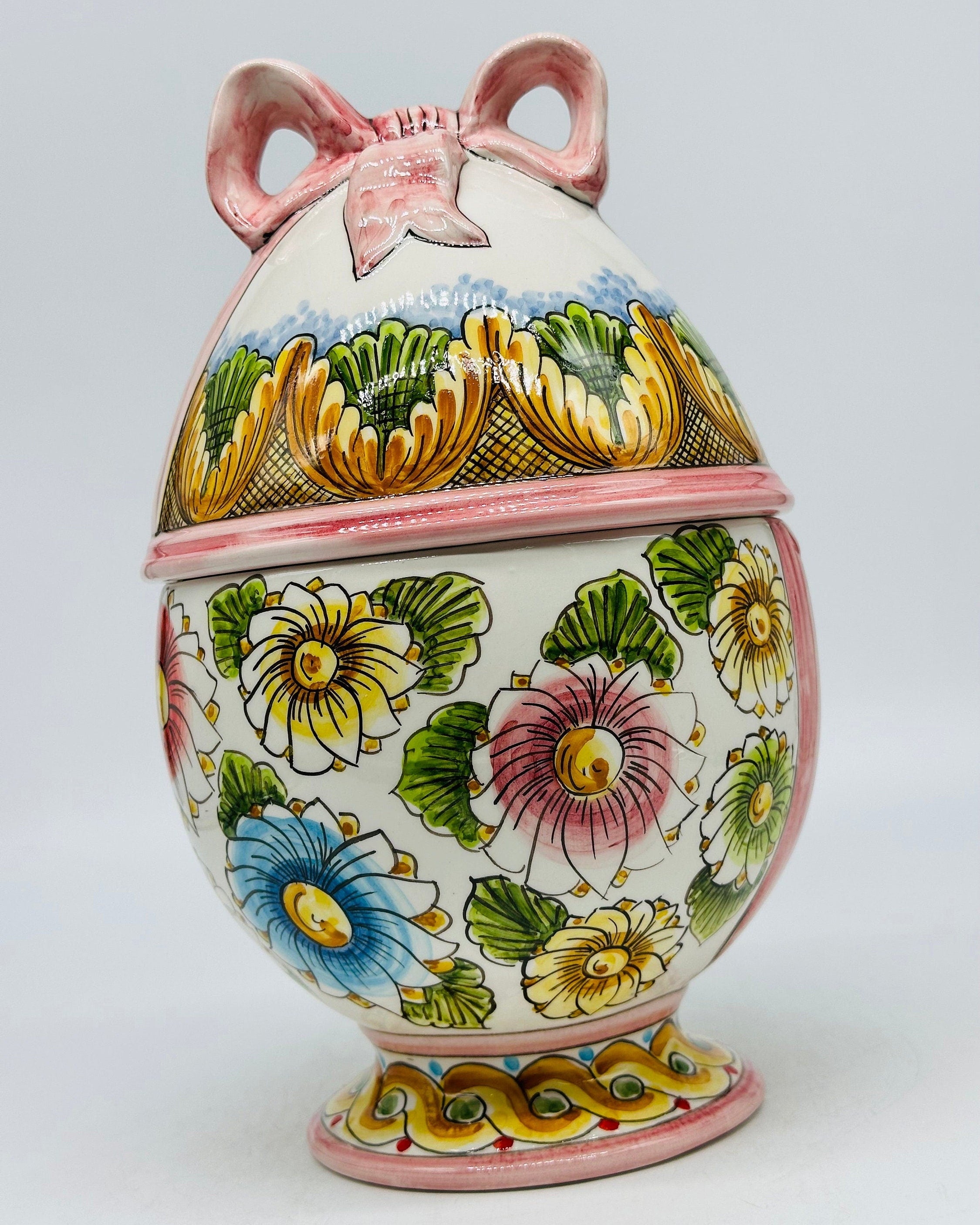 Uovo di Pasqua Contenitore H.27cm Ceramica Caltagirone dipinto a mano