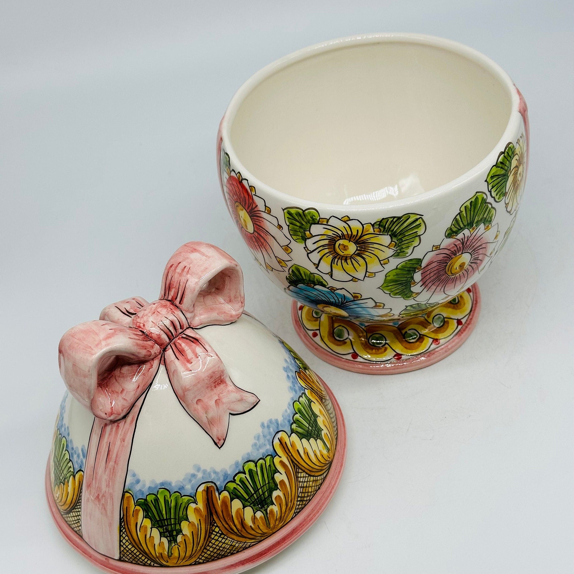 Uovo di Pasqua Contenitore H.27cm Ceramica Caltagirone dipinto a mano