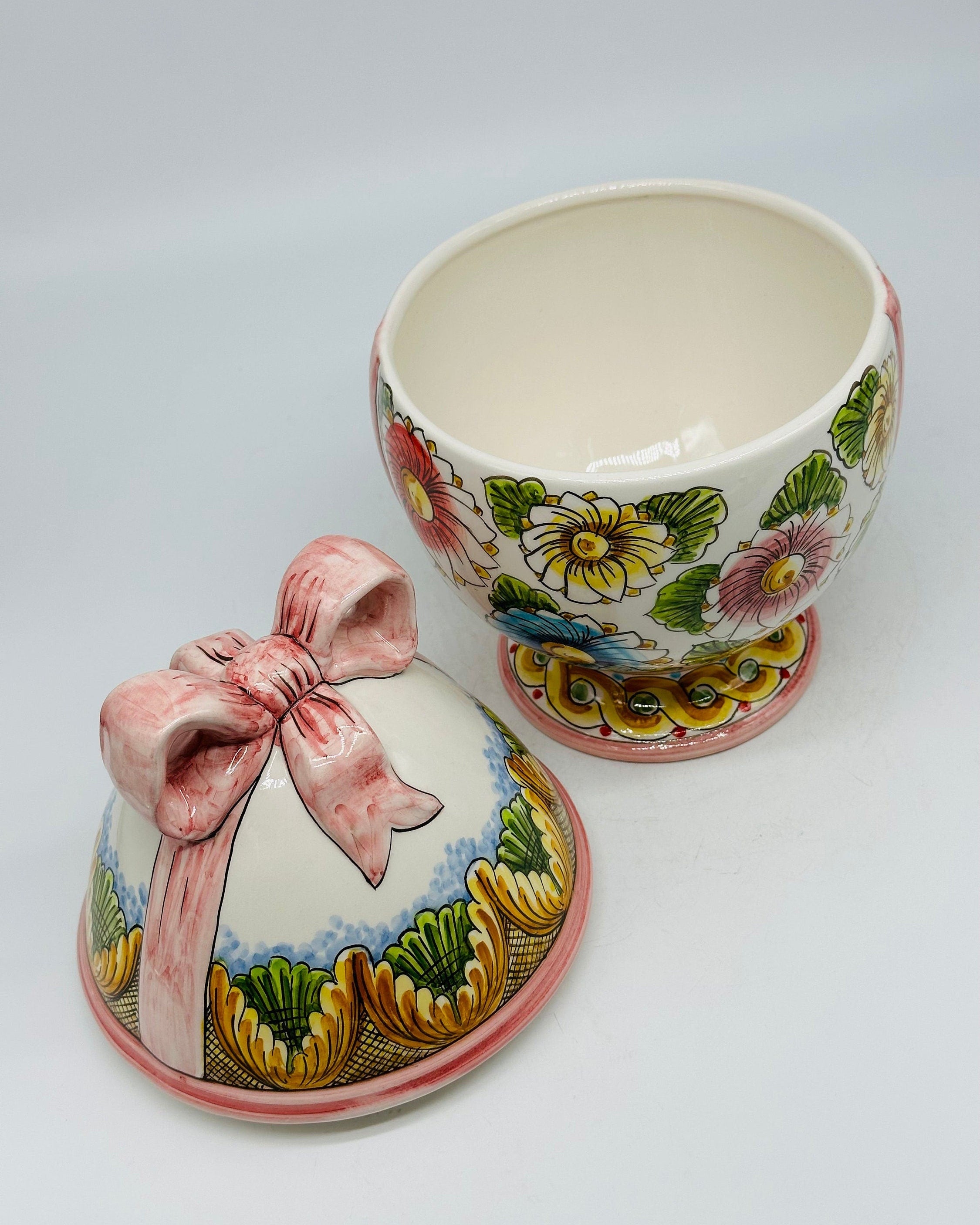 Uovo di Pasqua Contenitore H.27cm Ceramica Caltagirone dipinto a mano