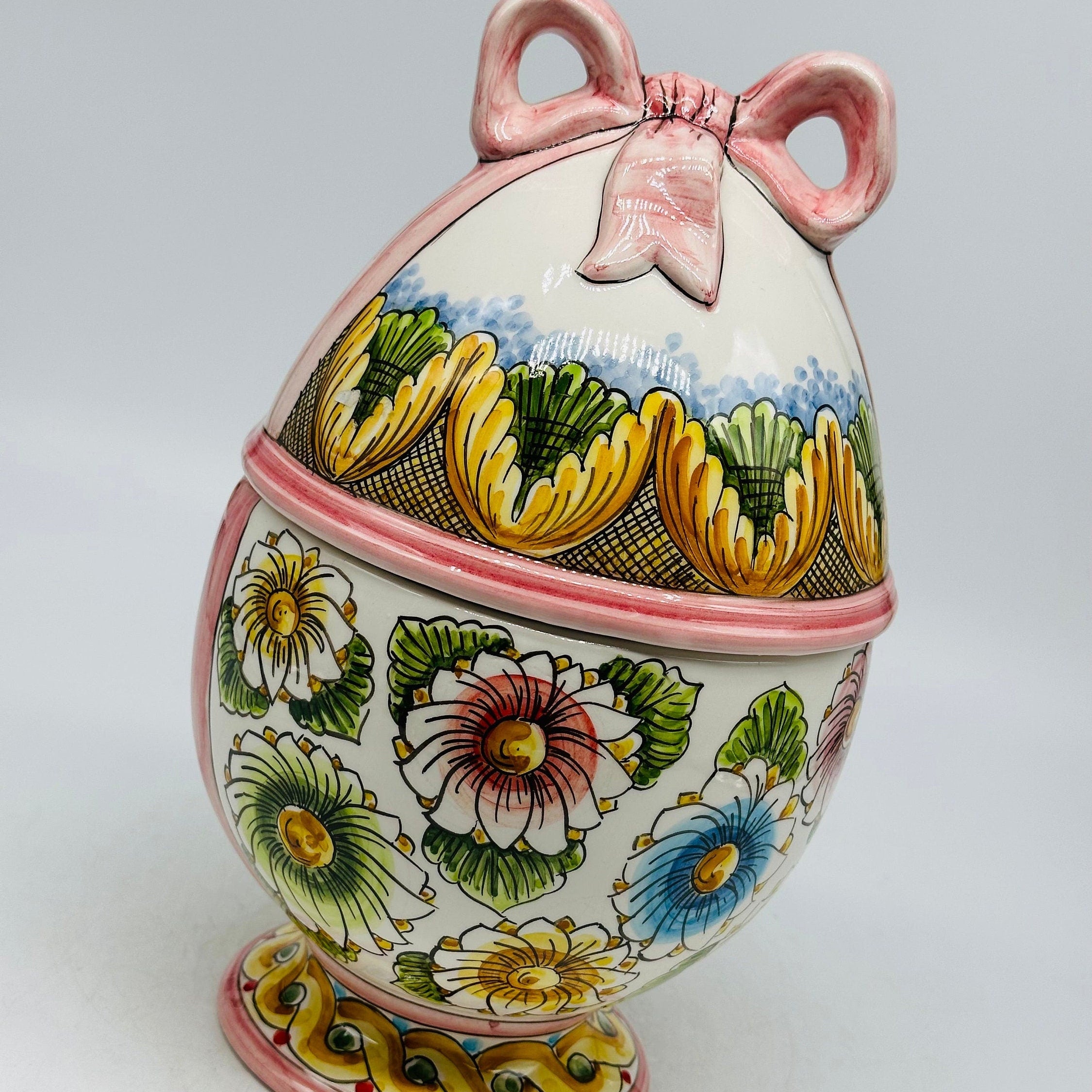 Uovo di Pasqua Contenitore H.27cm Ceramica Caltagirone dipinto a mano
