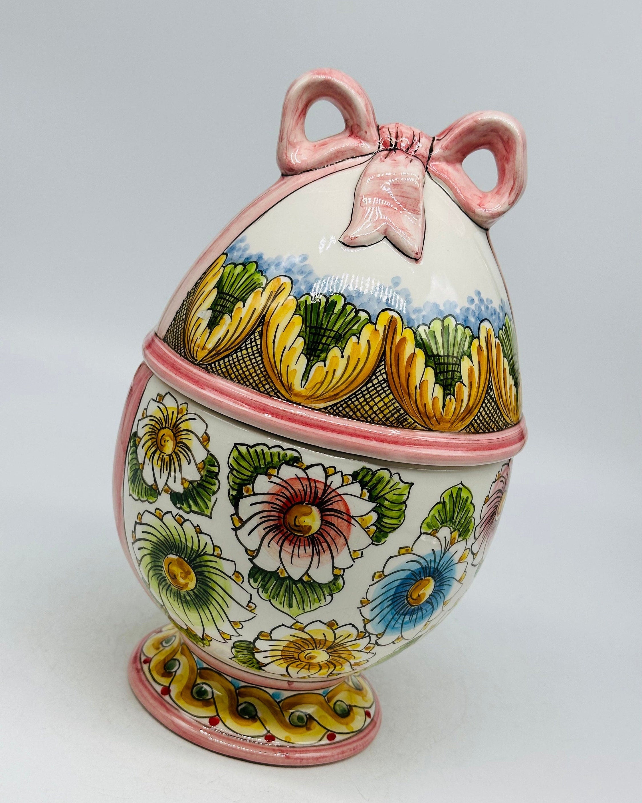 Uovo di Pasqua Contenitore H.27cm Ceramica Caltagirone dipinto a mano